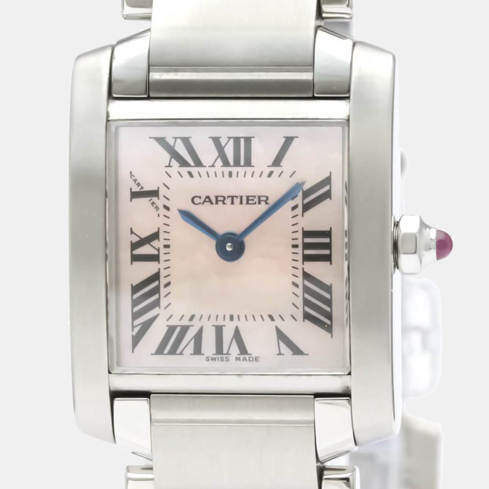 

Cartier Pink Shell Stainless Steel Tank Francaise W51028Q3 Quartz Women's Wristwatch 20 mm