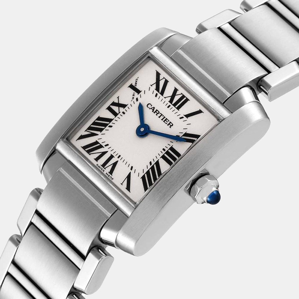 

Cartier Silver Stainless Steel Tank Francaise W51008Q3 Quartz Women's Wristwatch 20 mm