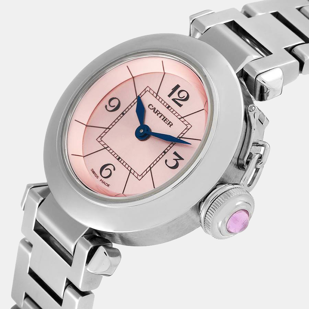

Cartier Pink Stainless Steel Pasha W3140008 Quartz Women's Wristwatch 27 mm