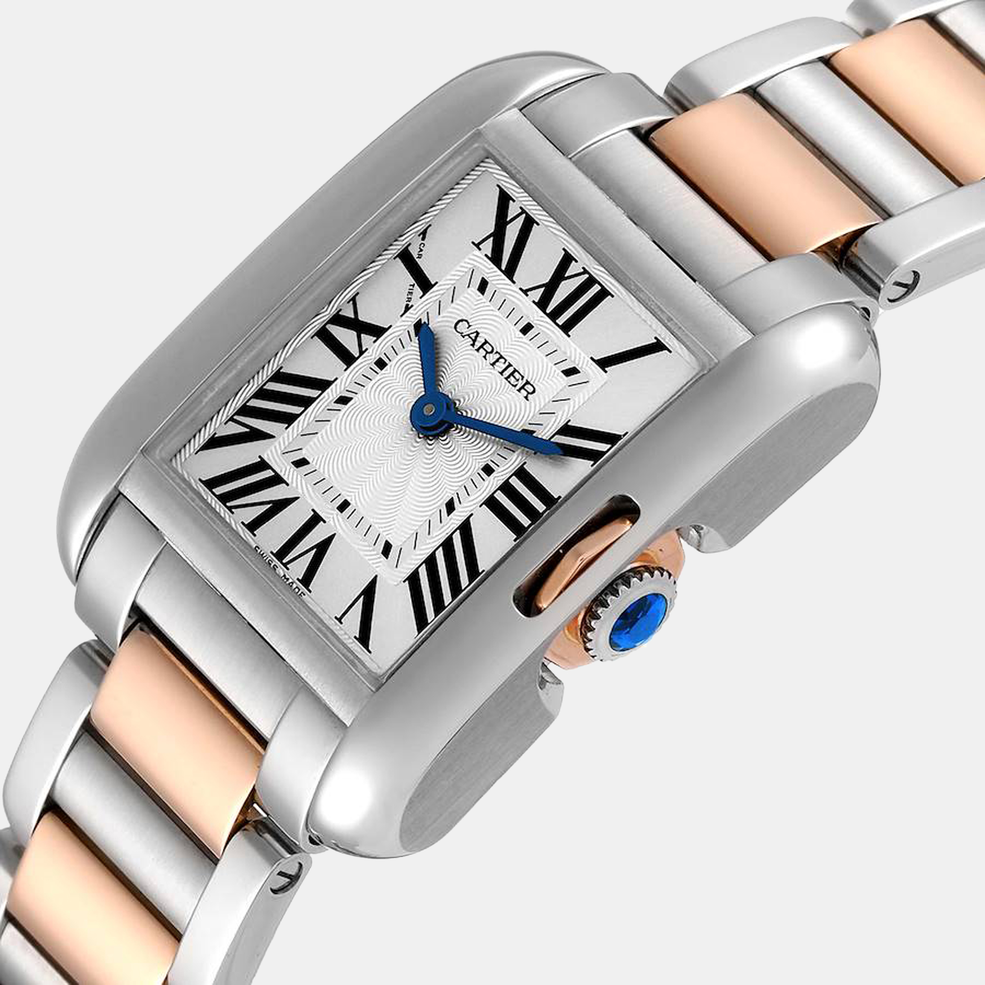 

Cartier Silver 18k Rose Gold And Stainless Steel Tank Anglaise W5310036 Quartz Women's Wristwatch 23 mm