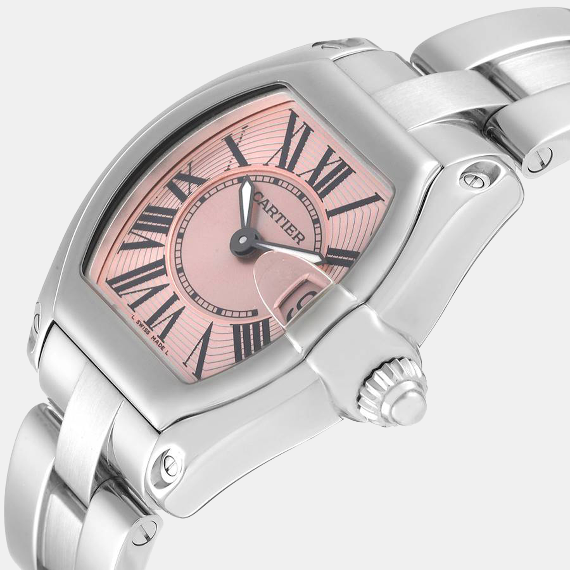 

Cartier Pink Stainless Steel Roadster W62017V3 Quartz Women's Wristwatch 30 mm