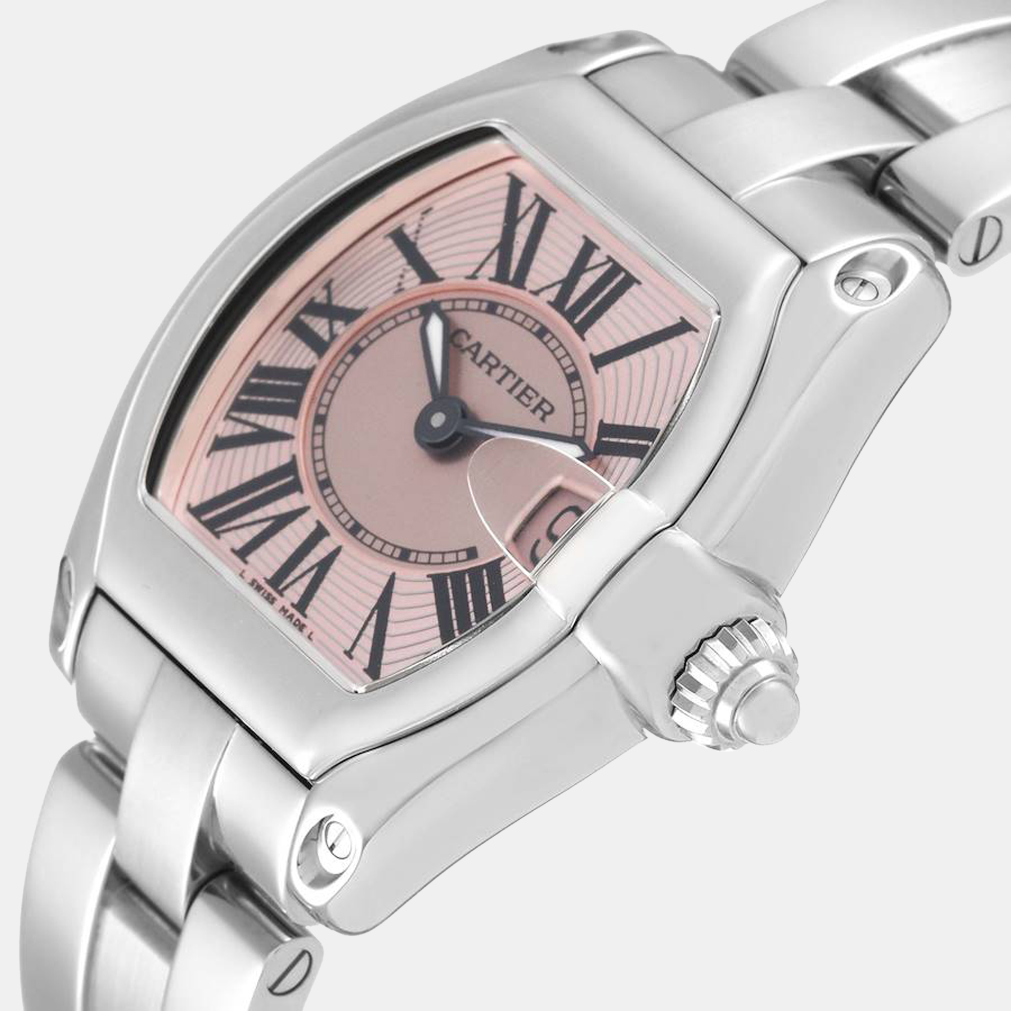 

Cartier Pink Stainless Steel Roadster W62017V3 Quartz Women's Wristwatch