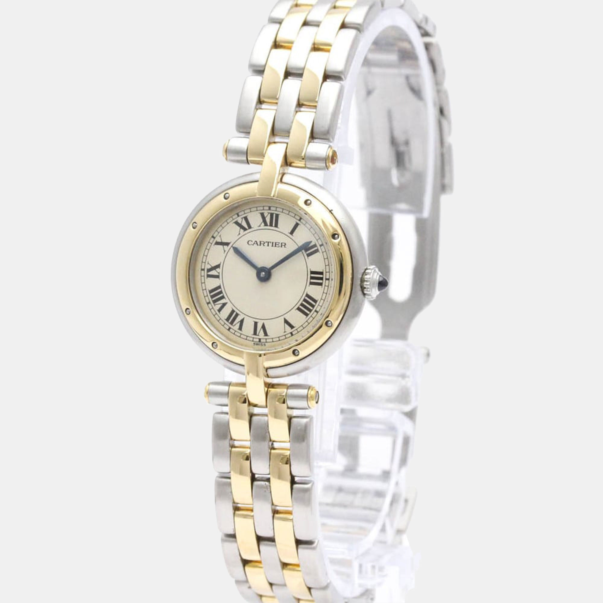 Pre Owned Cartier Silver 18k Yellow Gold And Stainless Steel Panthere 1057920 Quartz Women's Wristwatch 24 mm