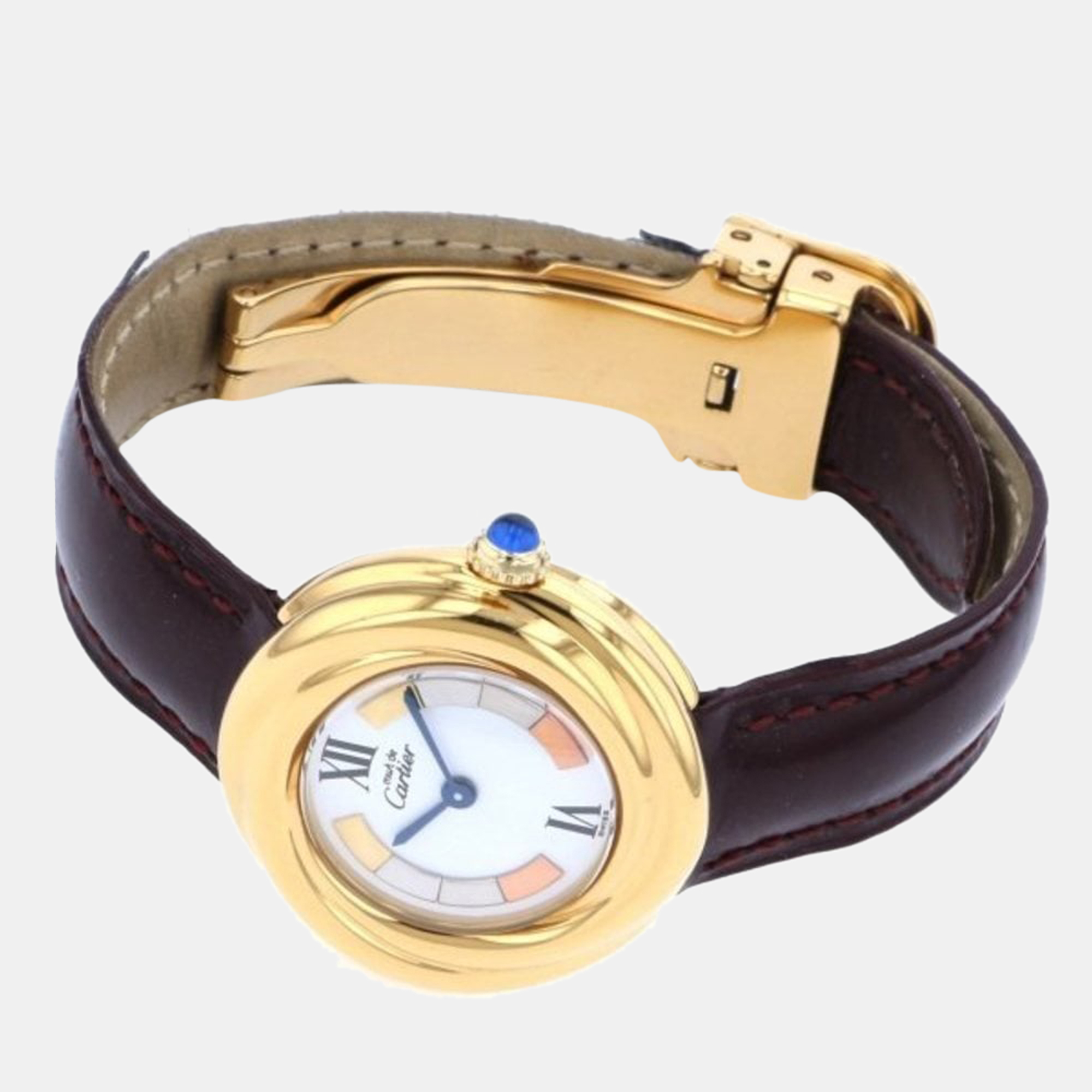 

Cartier White Yellow Gold Plated And Sterling Silver Must Trinity Quartz Women's Wristwatch 26 mm