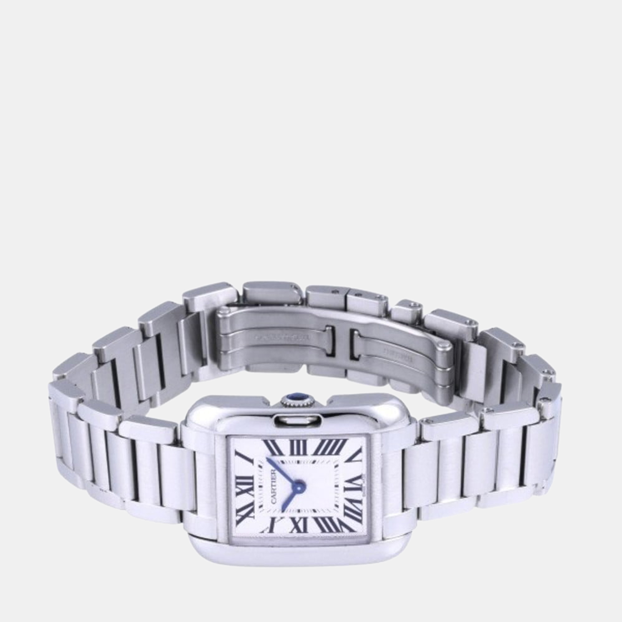 

Cartier Silver Stainless Steel Tank Anglaise W5310022 Quartz Women's Wristwatch 23 mm