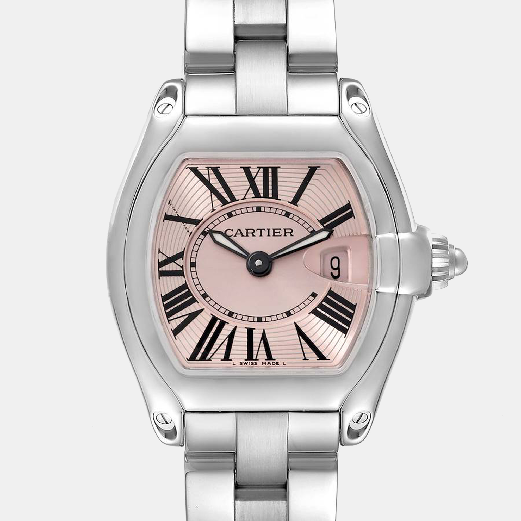 

Cartier Pink Stainless Steel Roadster W62017V3 Quartz Women's Wristwatch 30 mm