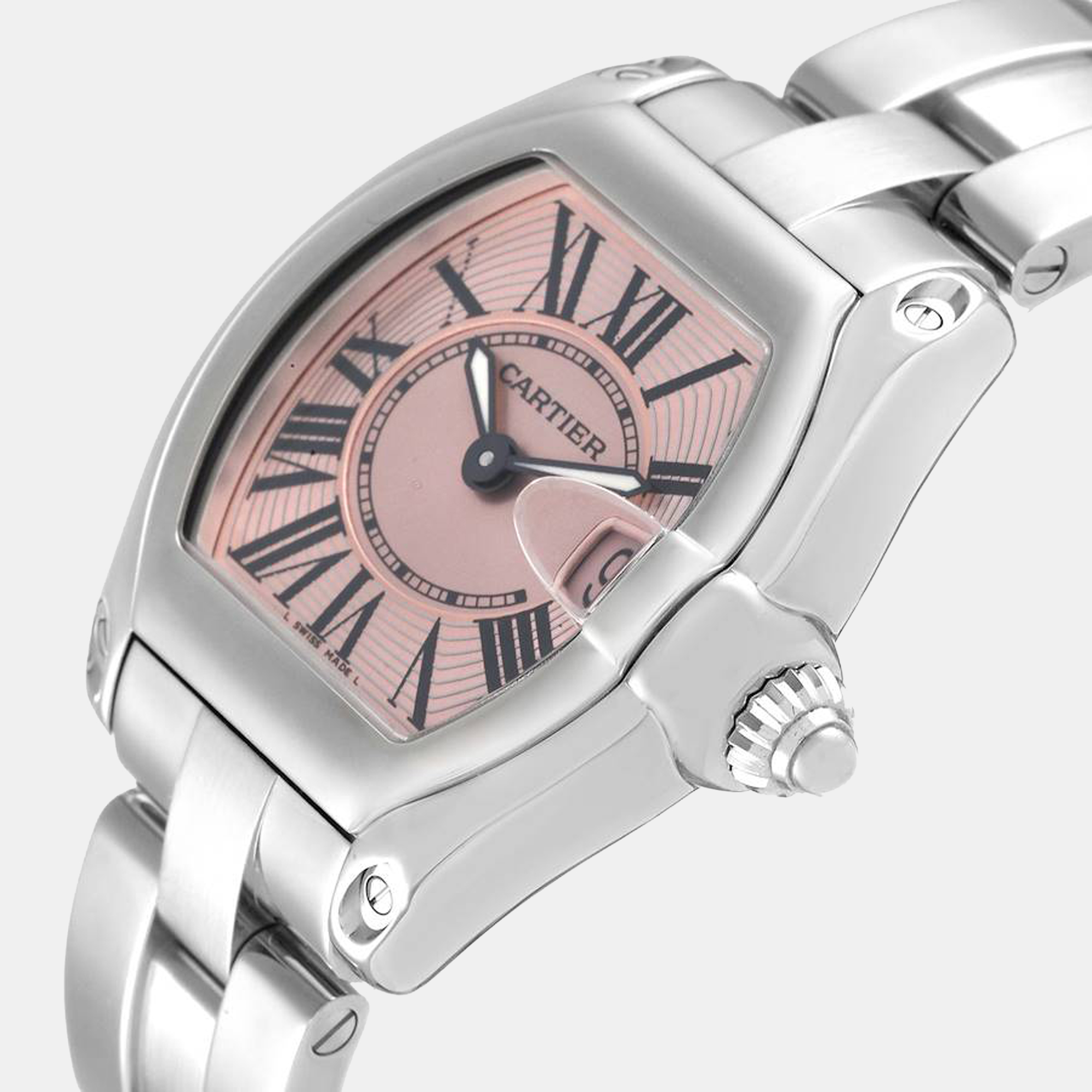 

Cartier Pink Stainless Steel Roadster W62017V3 Quartz Women's Wristwatch 30 mm