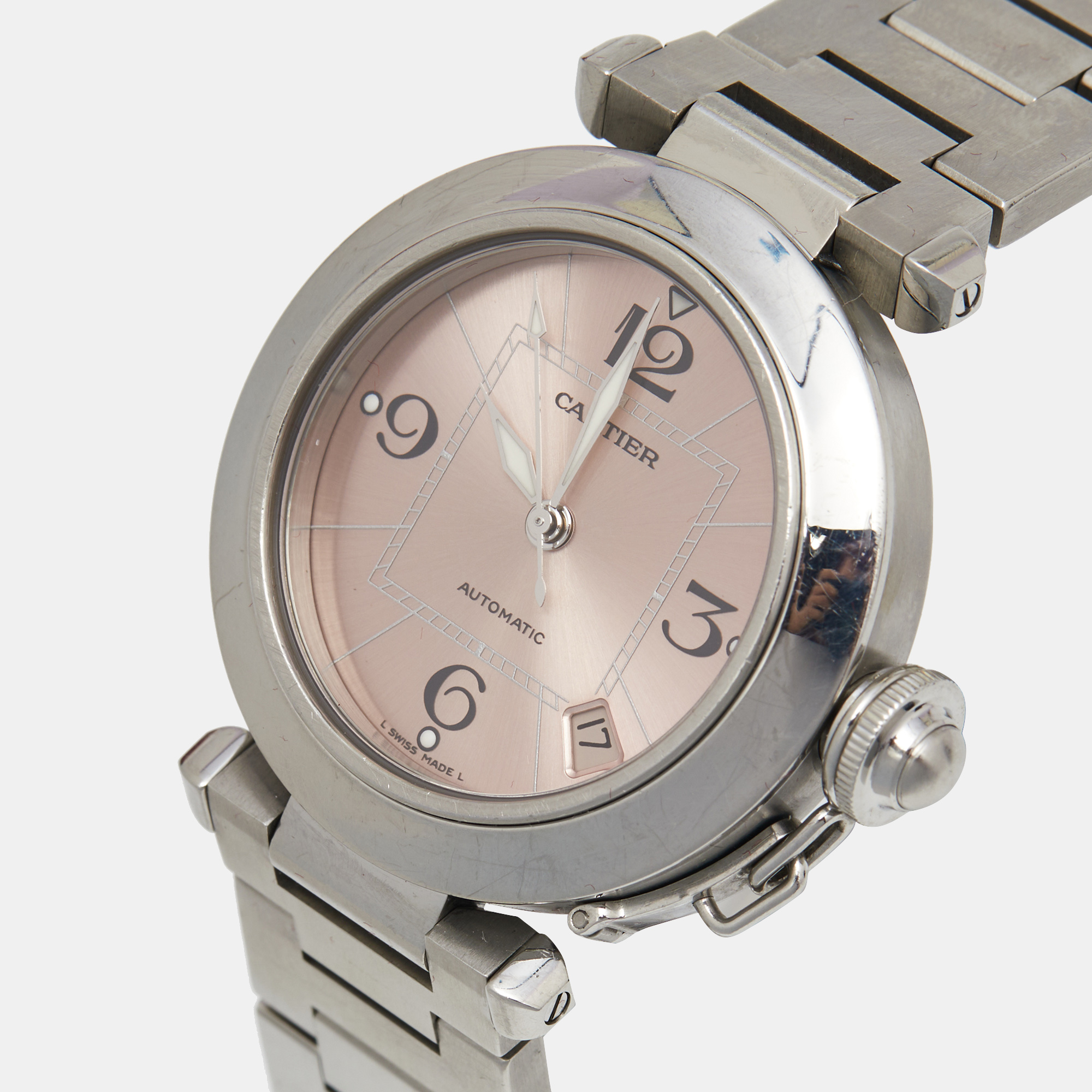 

Cartier Pink Stainless Steel Pasha W31075M7 Women's Wristwatch
