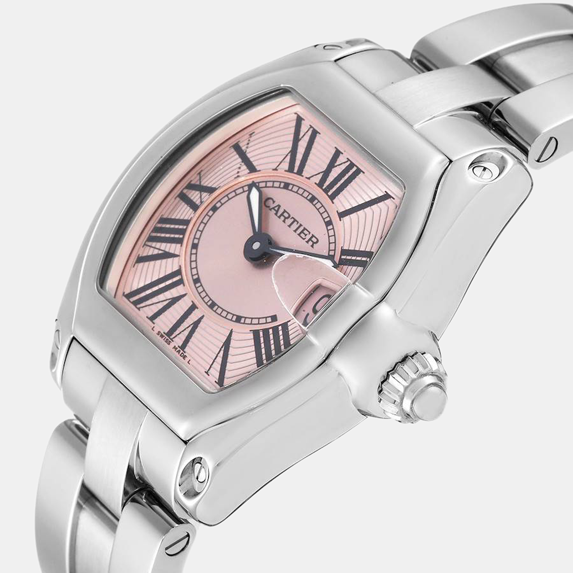 

Cartier Pink Stainless Steel Roadster W62017V3 Quartz Women's Wristwatch 30 mm