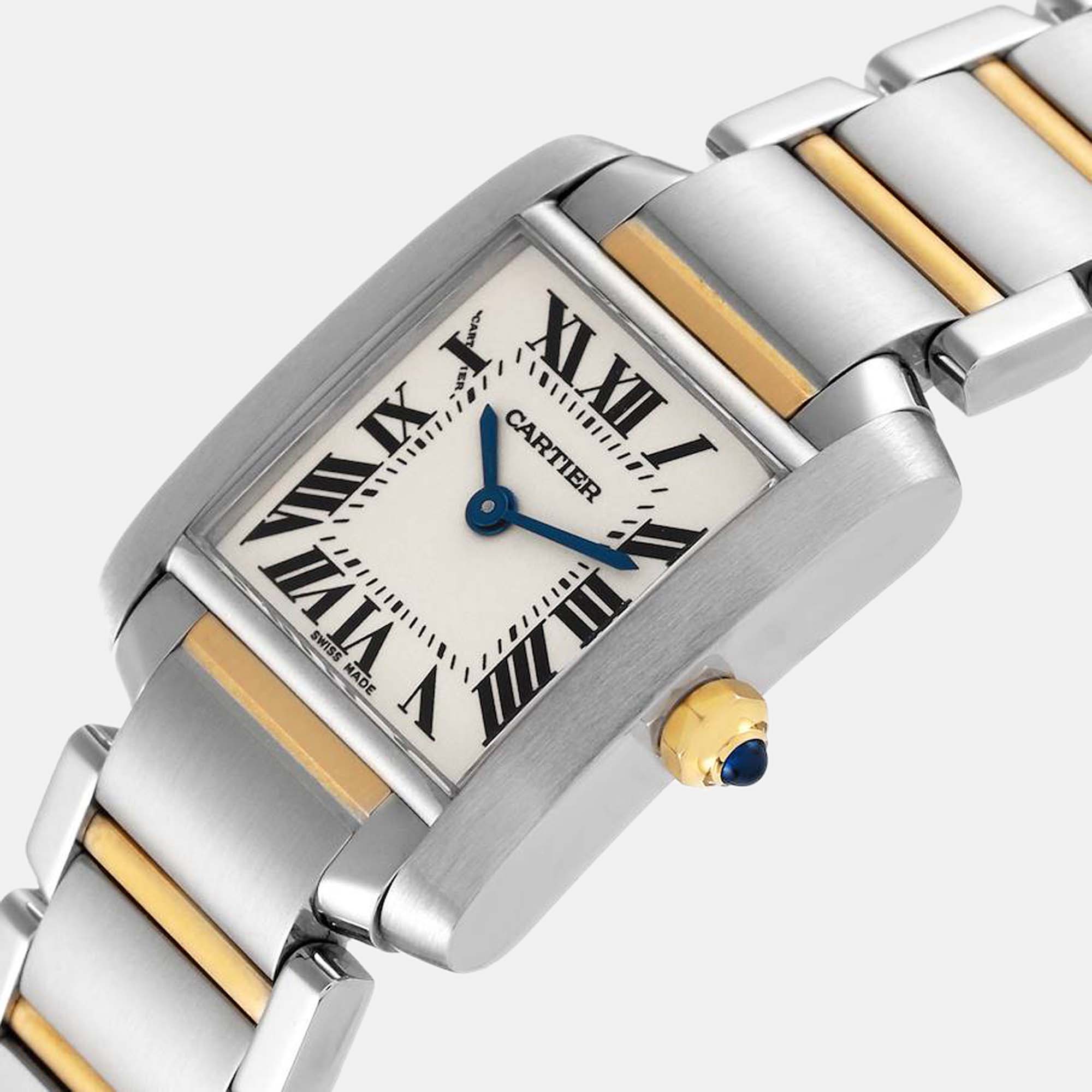 

Cartier Silver 18k Yellow Gold And Stainless Steel Tank Francaise W51007Q4 Quartz Women's Wristwatch 20 mm
