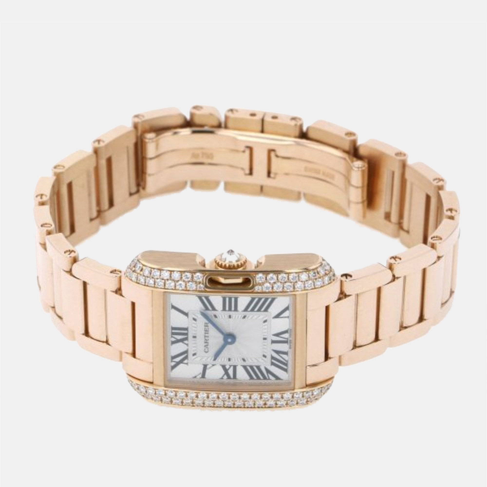 

Cartier Silver 18k Rose Gold Tank Anglaise WT100002 Quartz Women's Wristwatch 23 mm