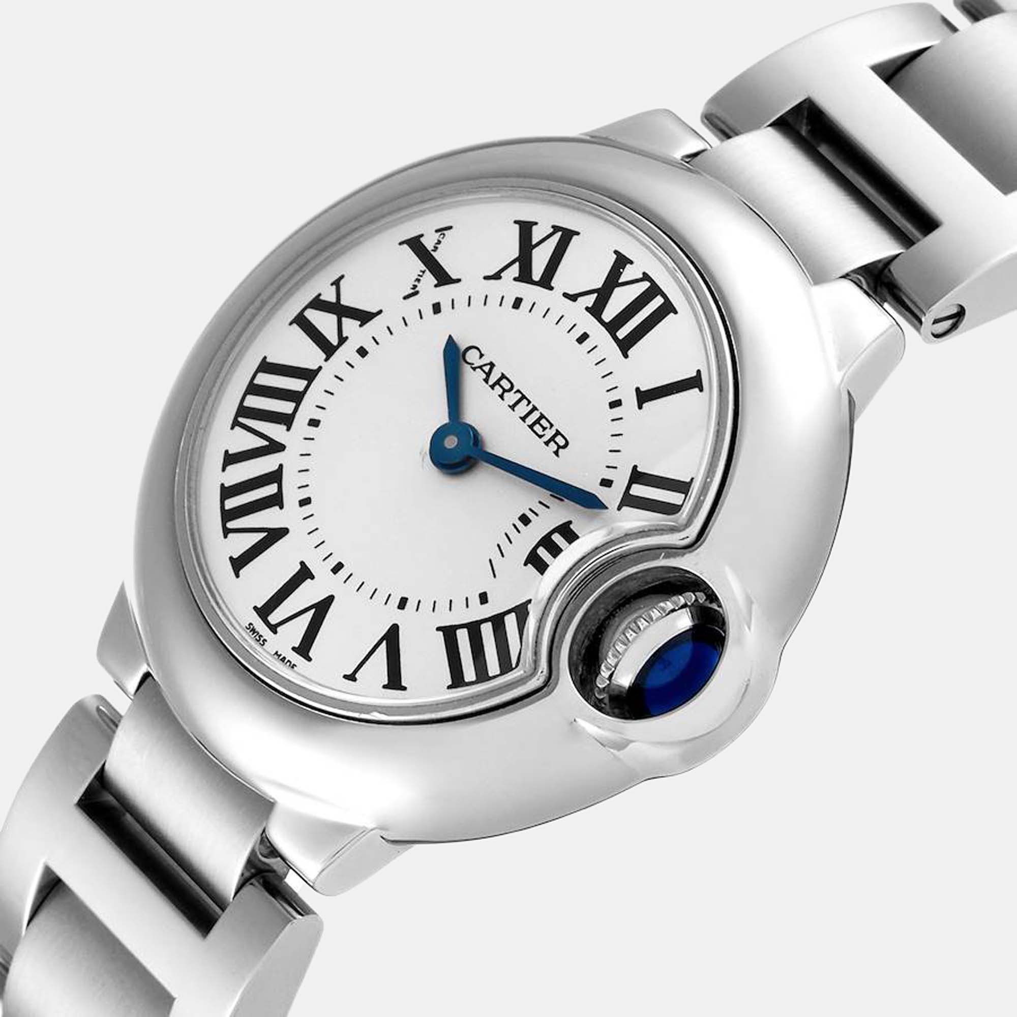 

Cartier Silver Stainless Steel Ballon Bleu W69010Z4 Quartz Women's Wristwatch 29 mm