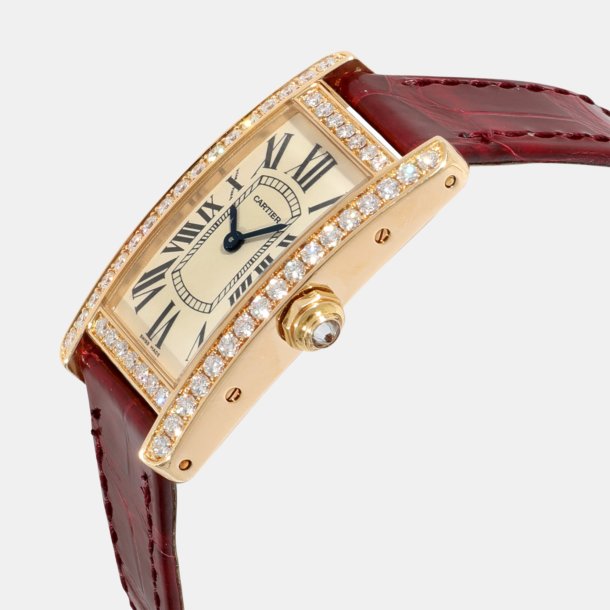 

Cartier Silver 18k Yellow Gold Tank Americaine WB707231 Quartz Women's Wristwatch 19 mm