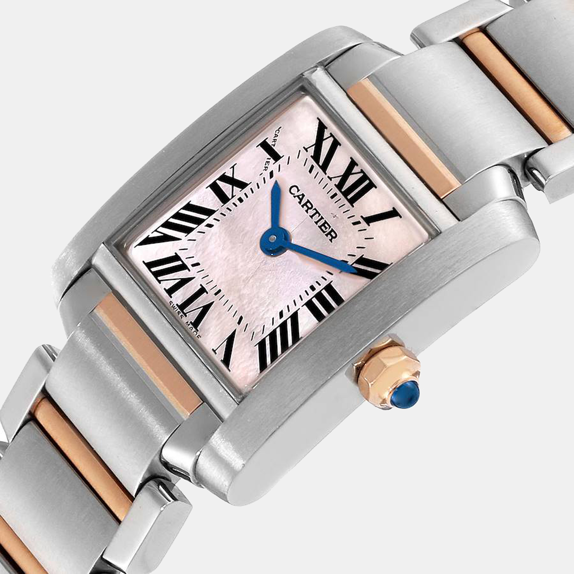 

Cartier Pink Mother of Pearl 18k Rose Gold And Stainless Steel Tank Francaise W51027Q4 Quartz Women's Wristwatch 20 mm