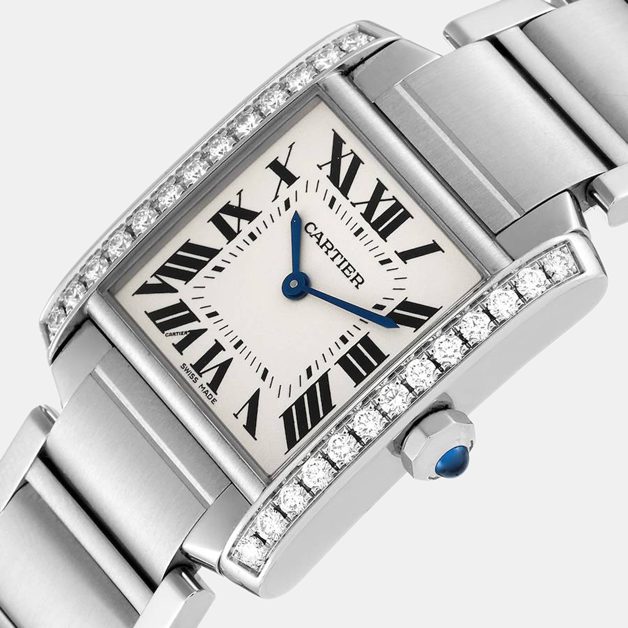 

Cartier Silver Stainless Steel Tank Francaise W4TA0009 Quartz Women's Wristwatch 25 mm