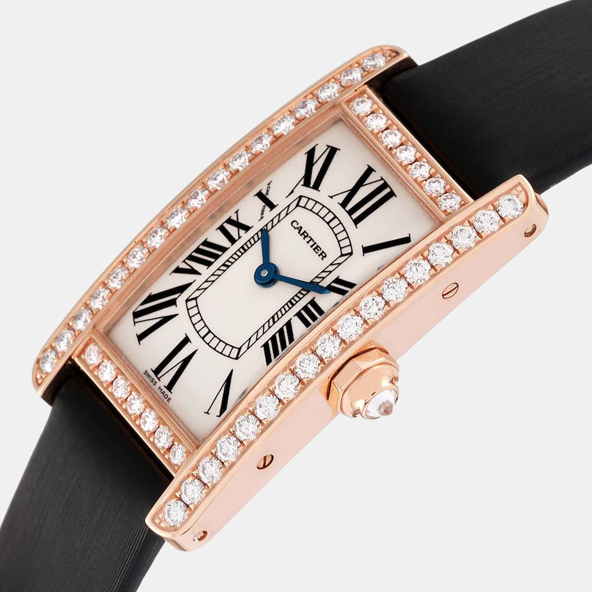 

Cartier Silver 18k Rose Gold Tank Americaine WJTA0002 Quartz Women's Wristwatch 19 mm