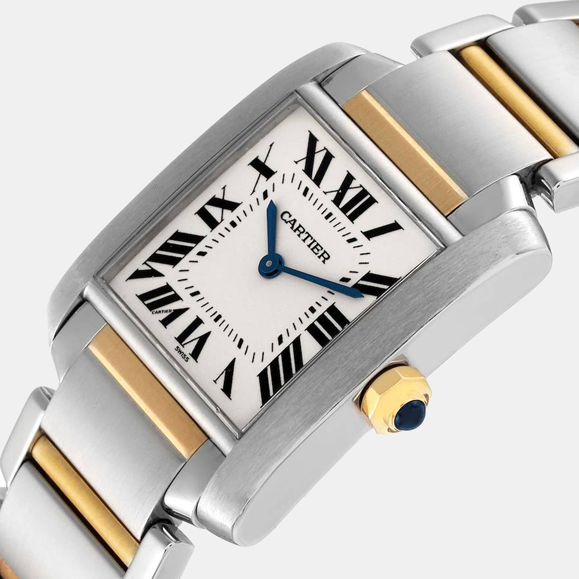 

Cartier Silver 18k Yellow Gold And Stainless Steel Tank Francaise W2TA0003 Quartz Women's Wristwatch 25 mm