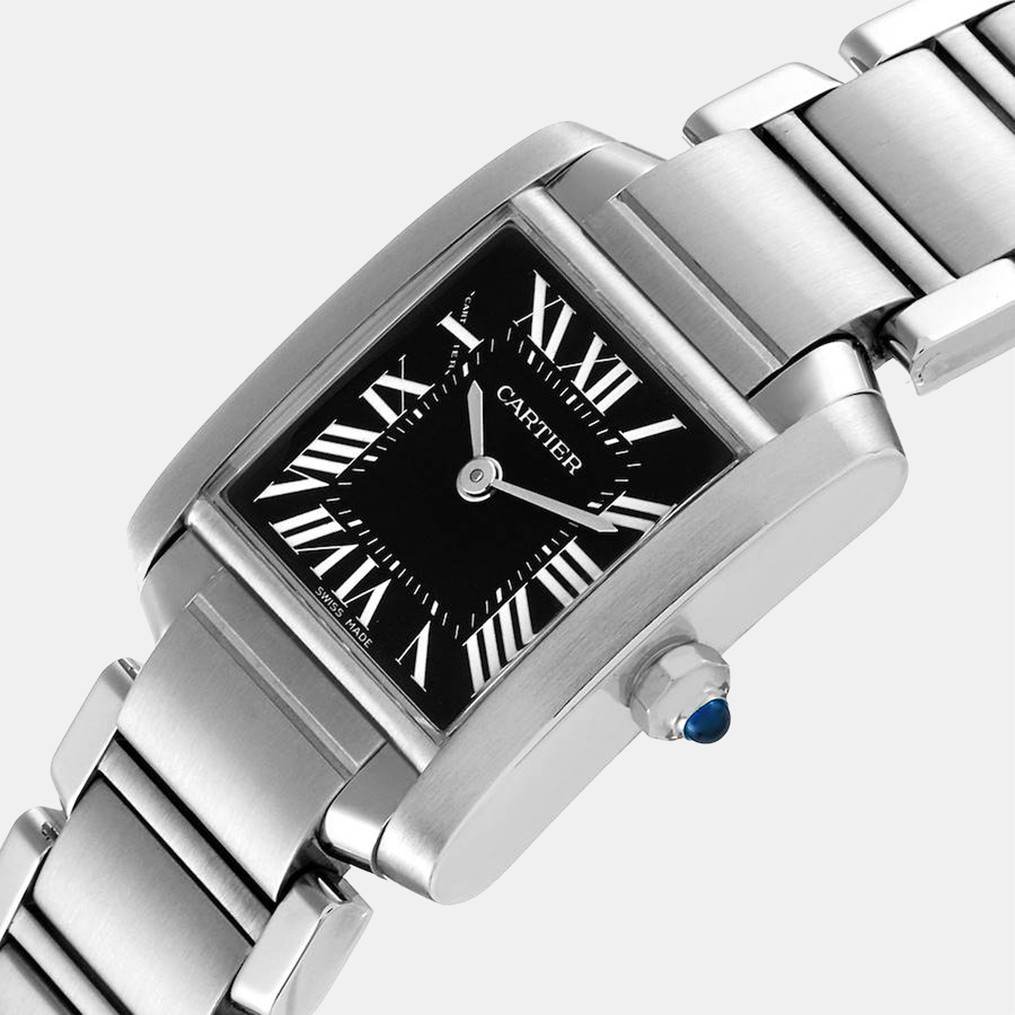 

Cartier Black Stainless Steel Tank Francaise W51026Q3 Quartz Women's Wristwatch 20 mm