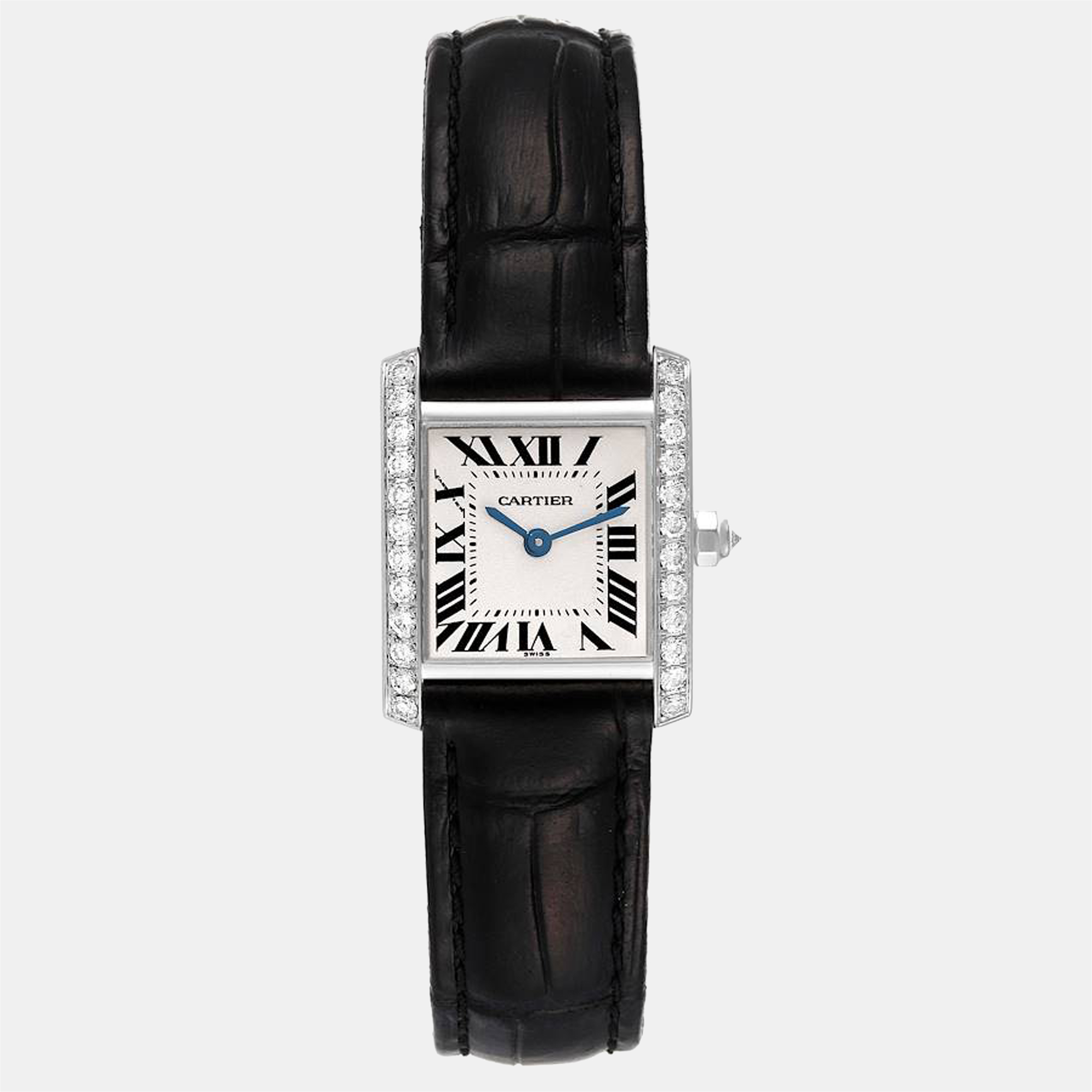 Pre-owned Cartier Silver 18k White Gold Tank Francaise We100251 Quartz Women's Wristwatch 20 Mm