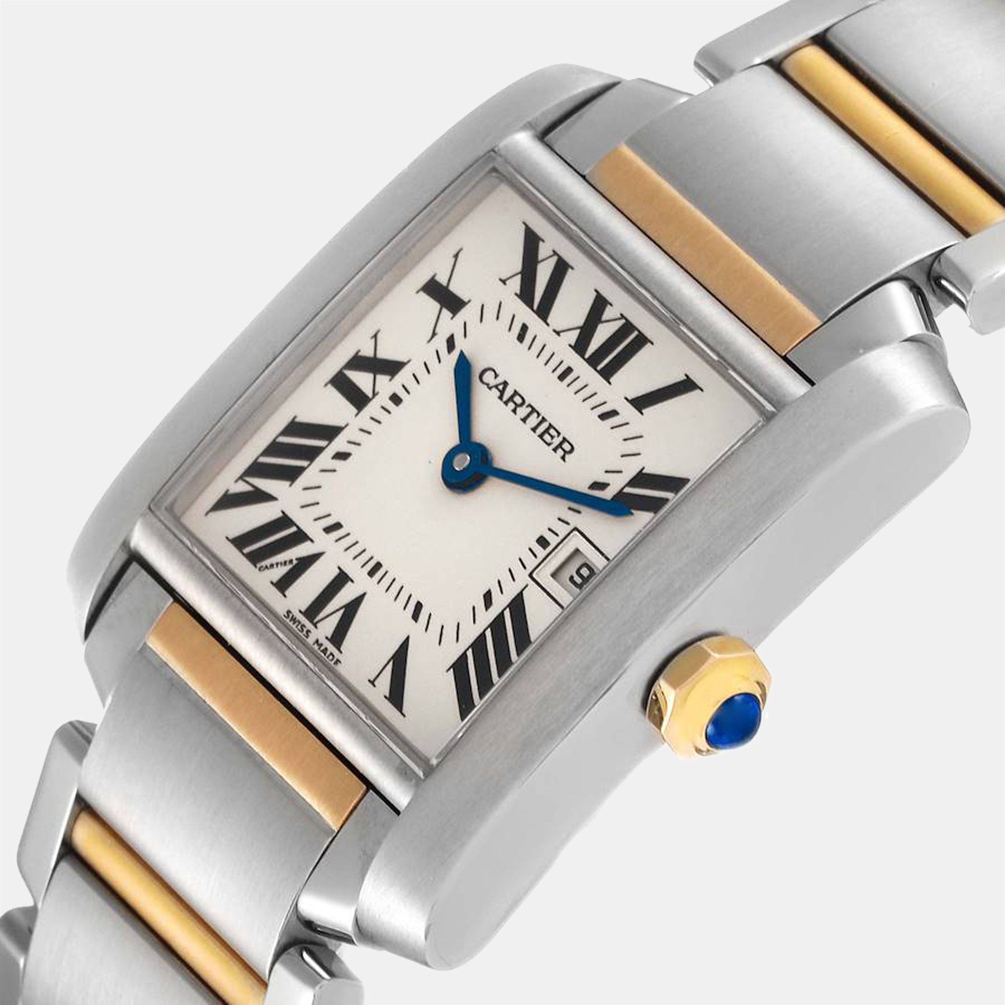 

Cartier Silver 18k Yellow Gold And Stainless Steel Tank Francaise W51012Q4 Quartz Women's Wristwatch 25 mm