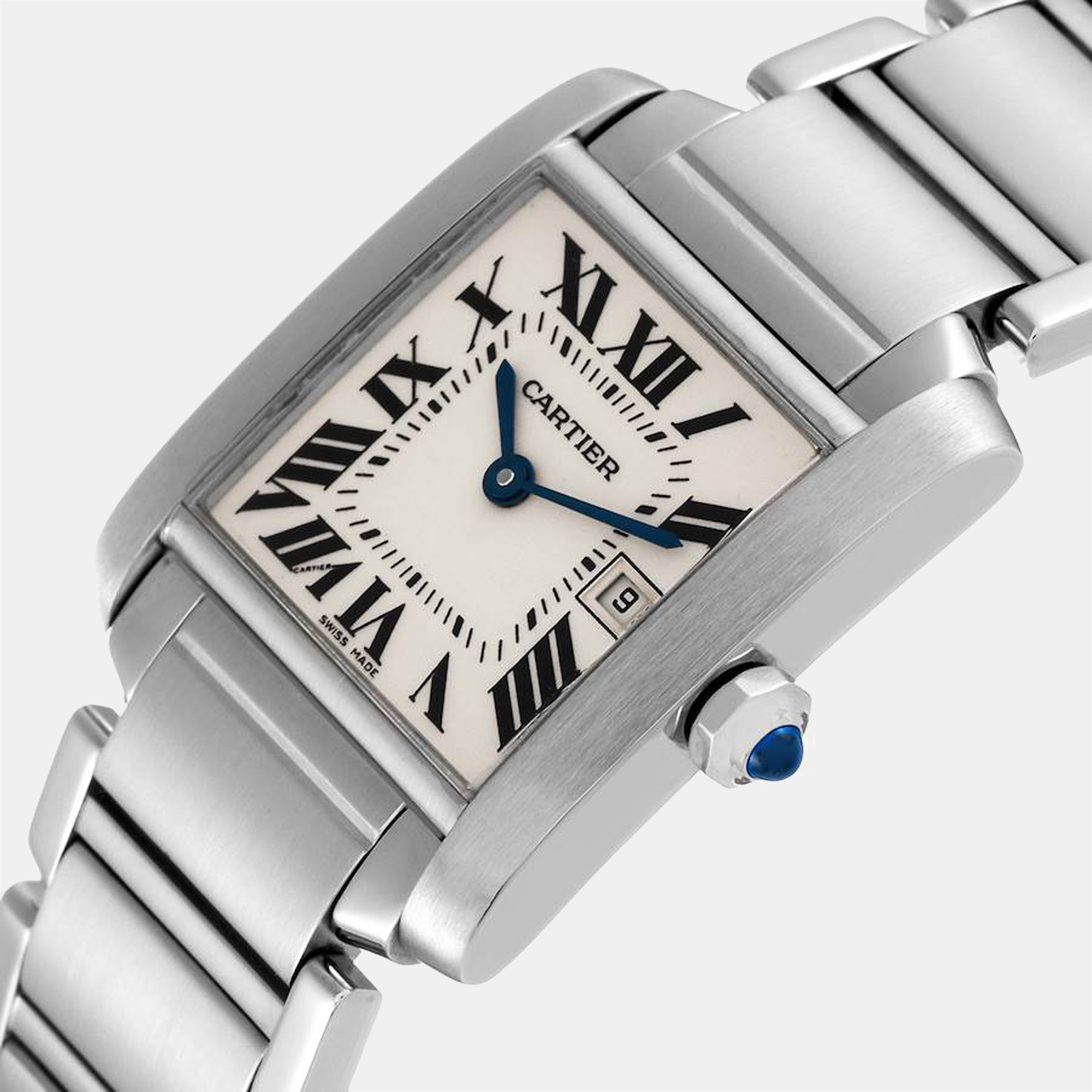 

Cartier Silver Stainless Steel Tank Francaise W51011Q3 Quartz Women's Wristwatch 25 mm