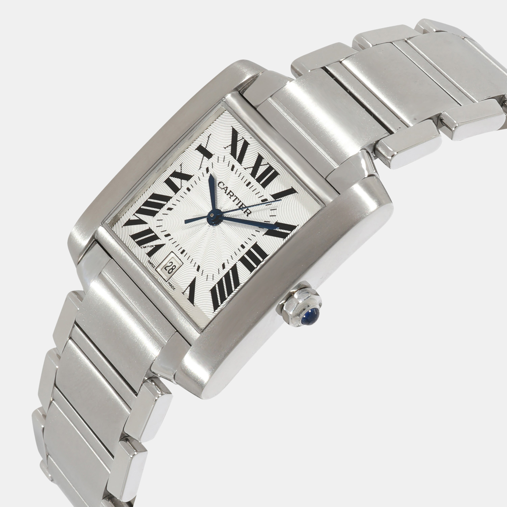 

Cartier Silver Stainless Steel Tank Francaise W51002Q3 Automatic Women's Wristwatch 28 mm