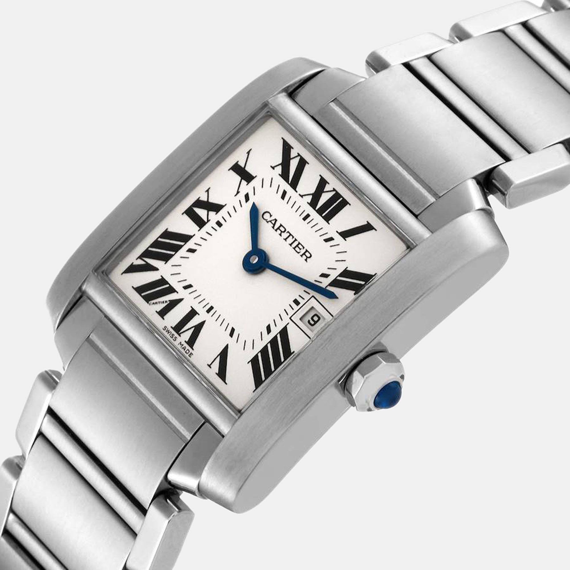 

Cartier Silver Stainless Steel Tank Francaise W51011Q3 Quartz Women's Wristwatch 25 mm
