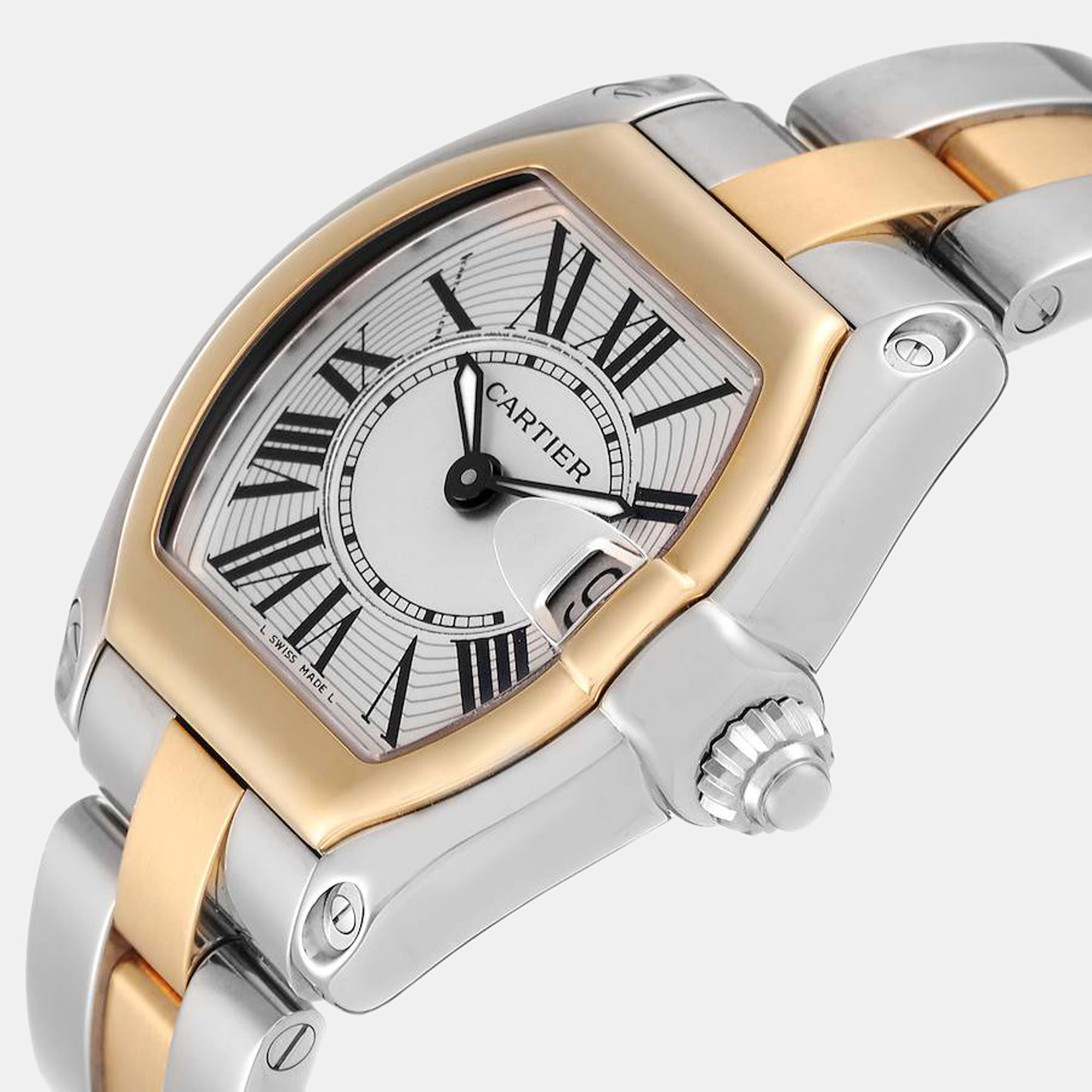 

Cartier Silver 18k Yellow Gold And Stainless Steel Roadster W62026Y4 Quartz Women's Wristwatch 30 mm