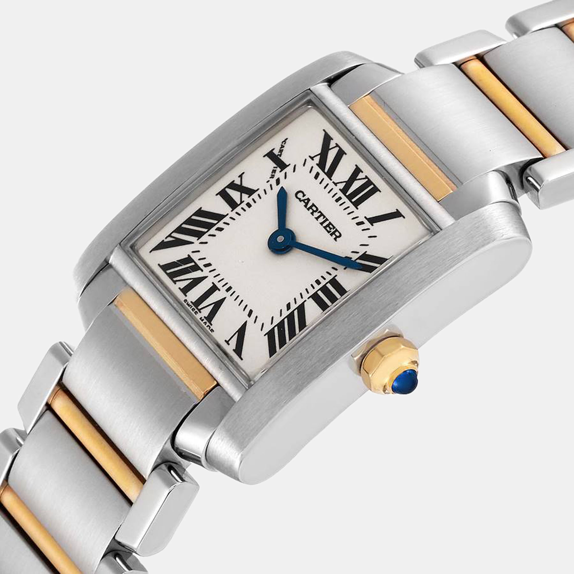 

Cartier Silver 18k Yellow Gold And Stainless Steel Tank Francaise W51007Q4 Quartz Women's Wristwatch 20 mm