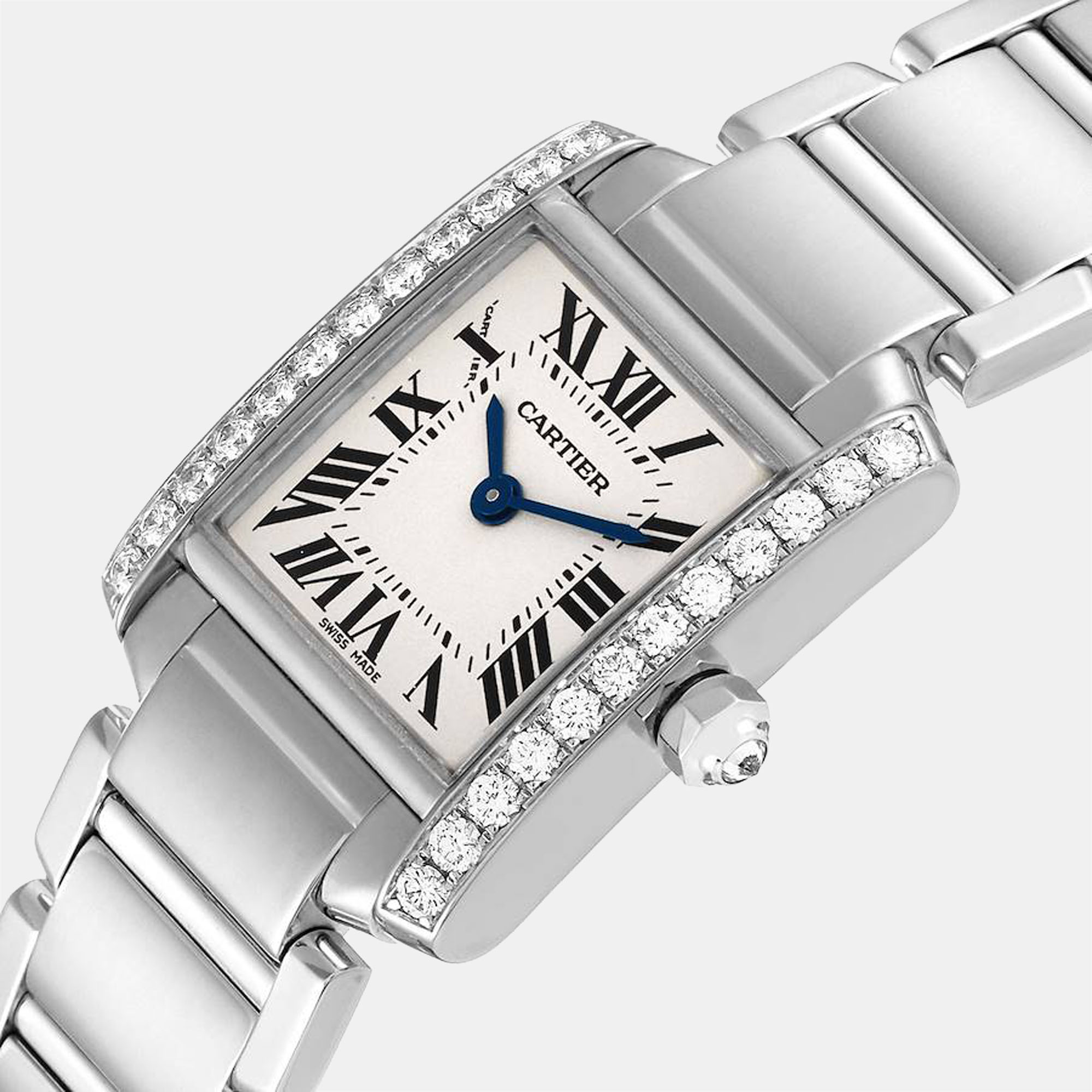 

Cartier Silver 18k White Gold Tank Francaise WE1002S3 Quartz Women's Wristwatch 20 mm