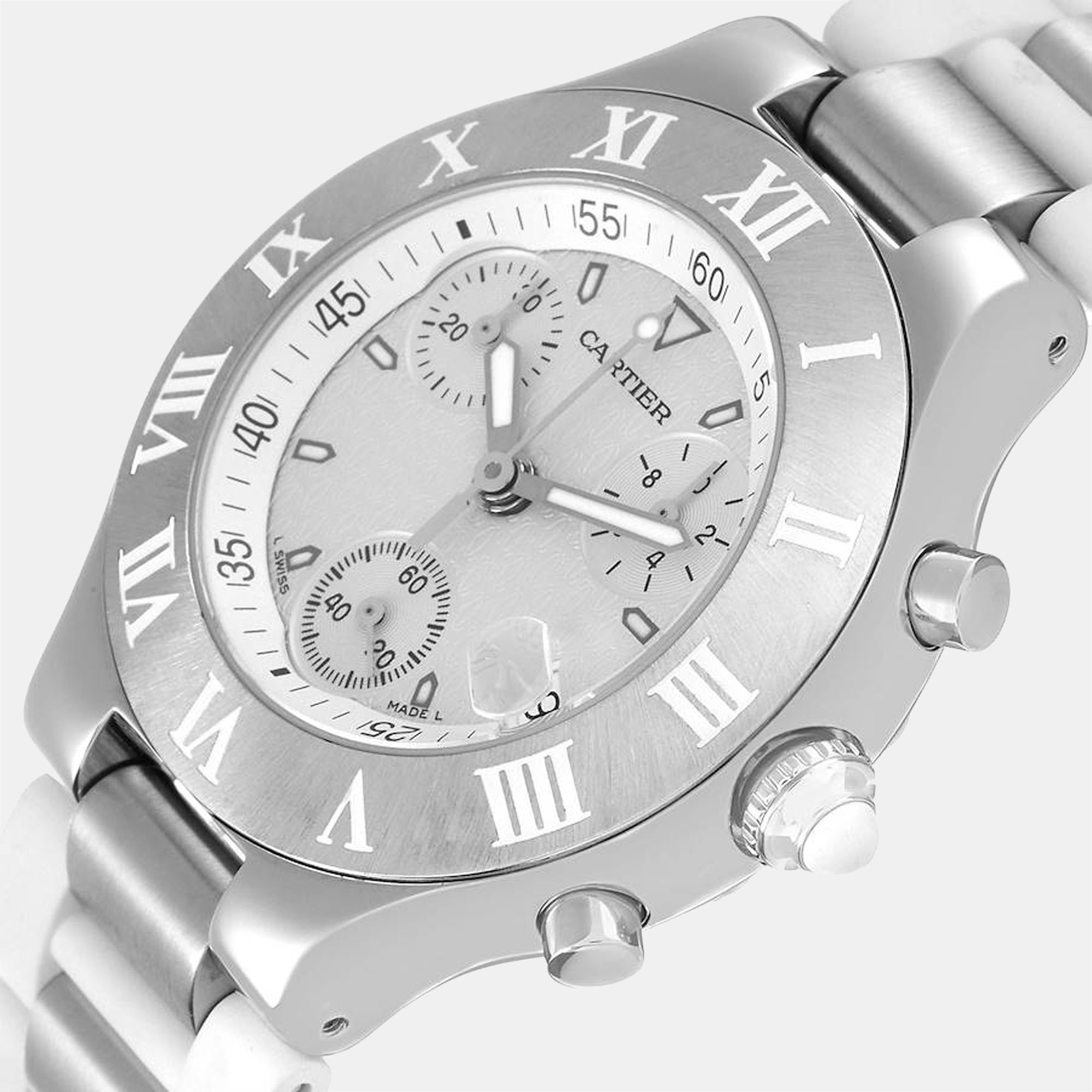 

Cartier White Stainless Steel Must 21 W10184U2 Quartz Women's Wristwatch 38 mm