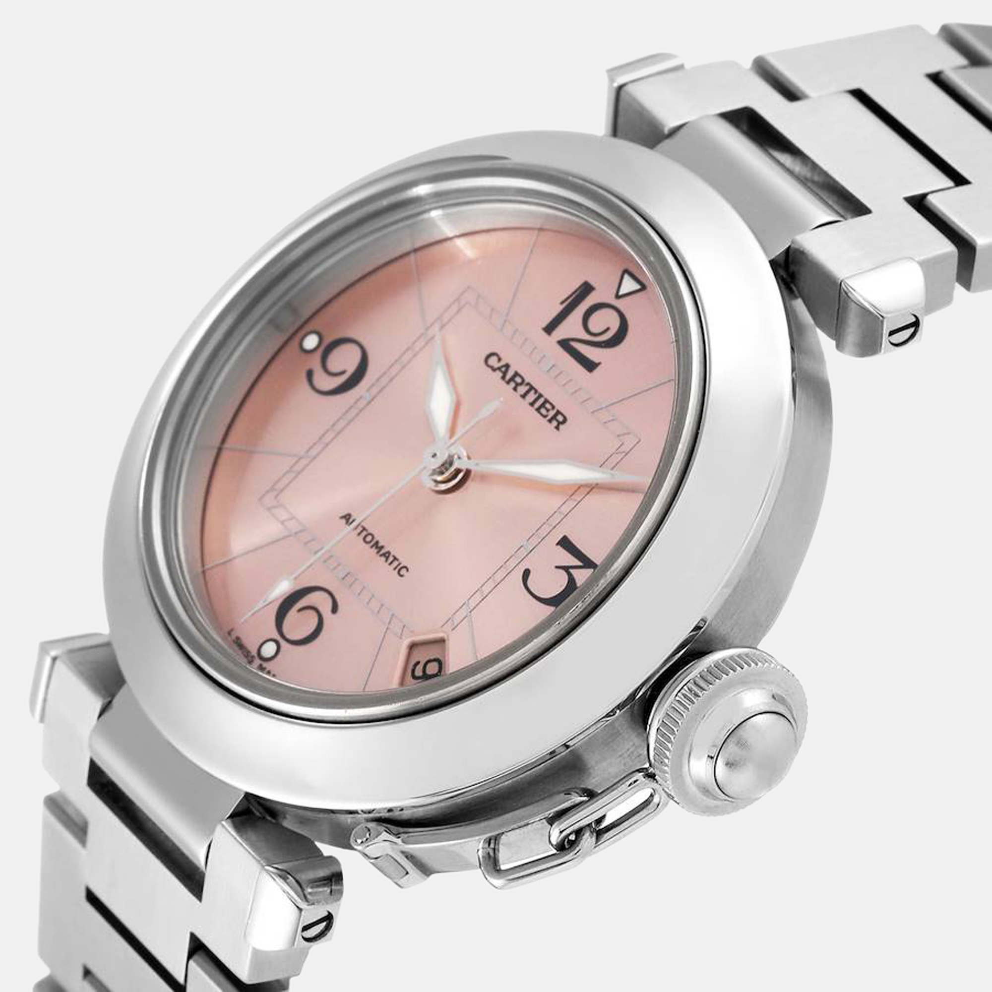 

Cartier Pink Stainless Steel Pasha W31075M7 Automatic Women's Wristwatch 35 mm