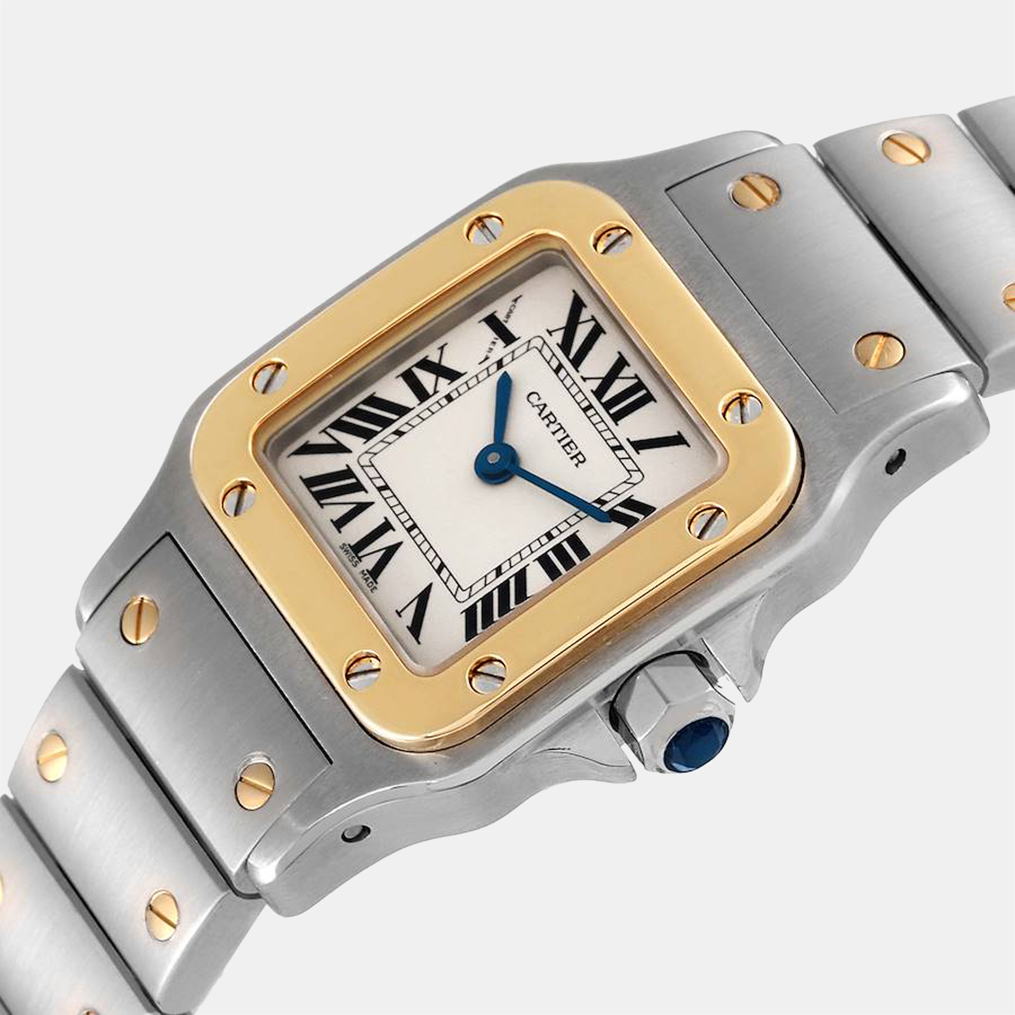 

Cartier Silver 18k Yellow Gold And Stainless Steel Santos W20012C4 Quartz Women's Wristwatch 24 mm