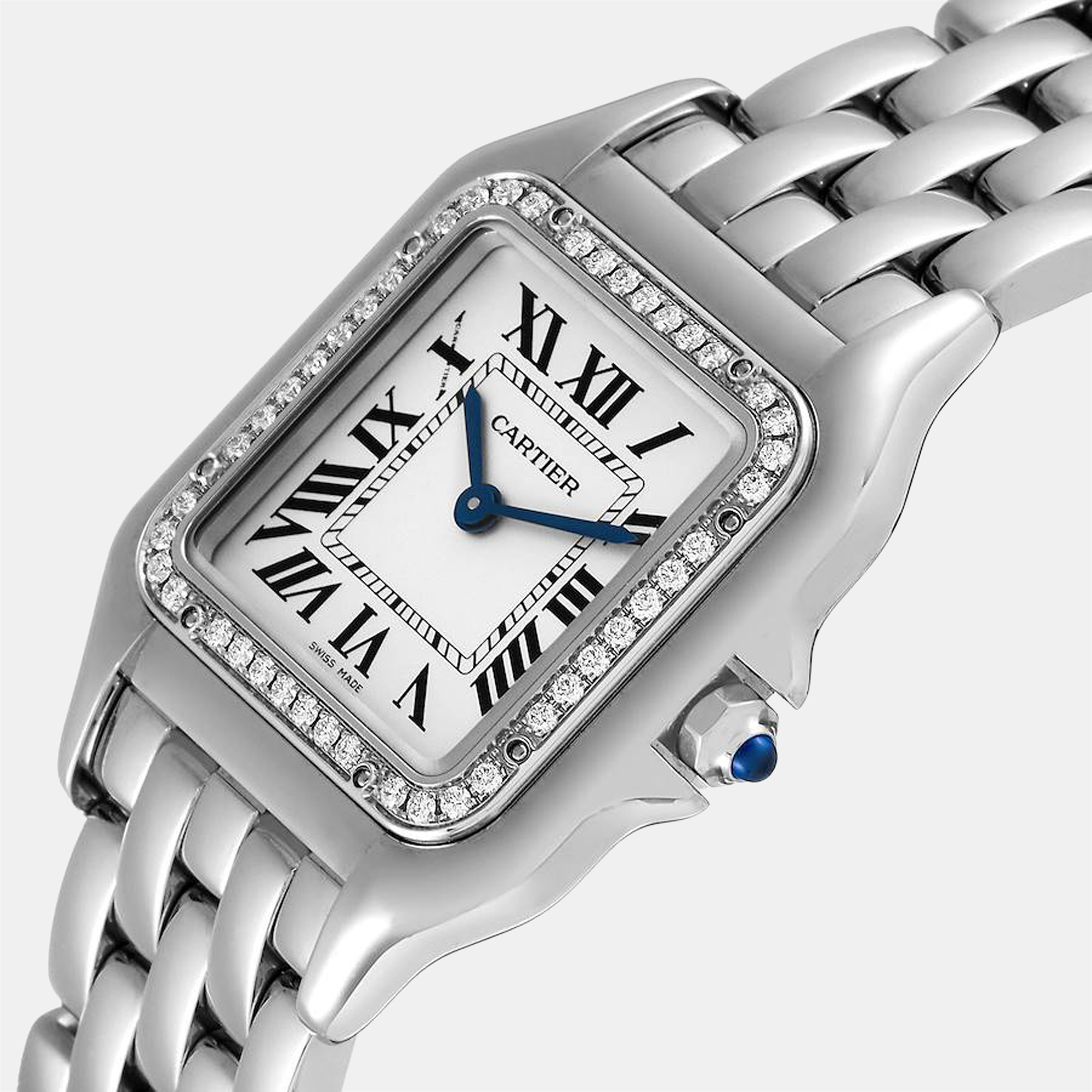 

Cartier Silver Diamonds Stainless Steel Panthere W4PN0008 Women's Wristwatch 27 mm