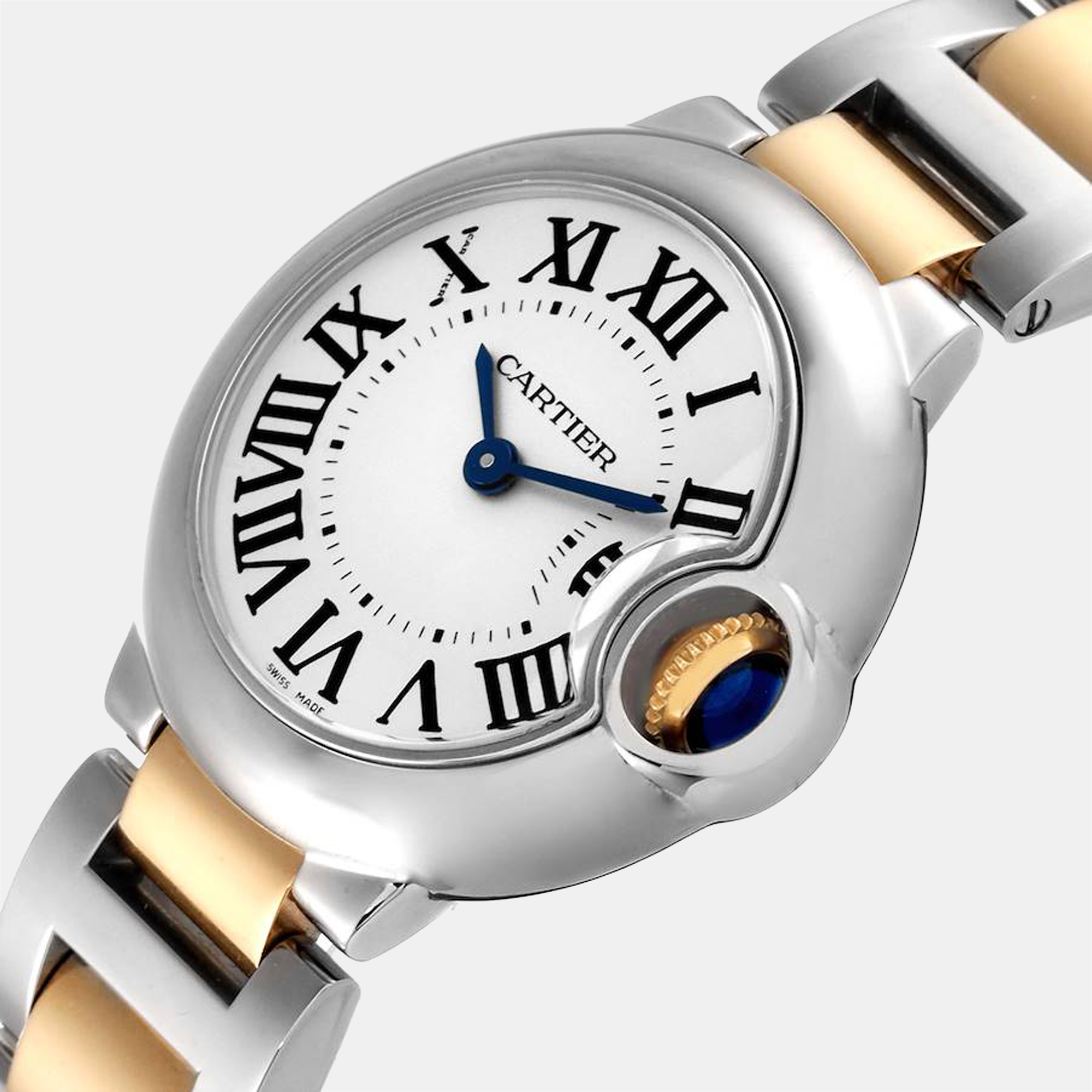 

Cartier Silver Yellow Gold And Stainless Steel Ballon Bleu W69007Z3 Women's Wristwatch 28 mm