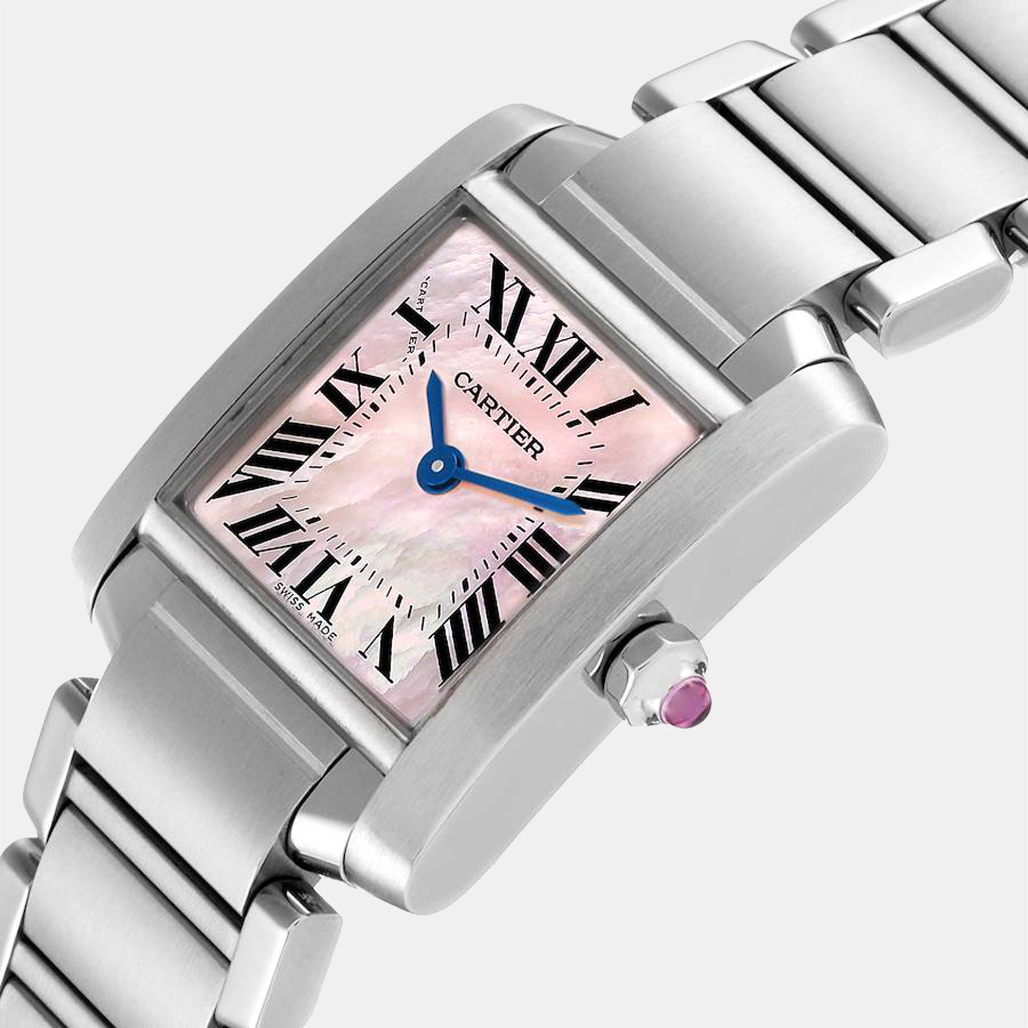

Cartier Pink MOP Stainless Steel Tank Francaise W51028Q3 Women's Wristwatch 25 mm