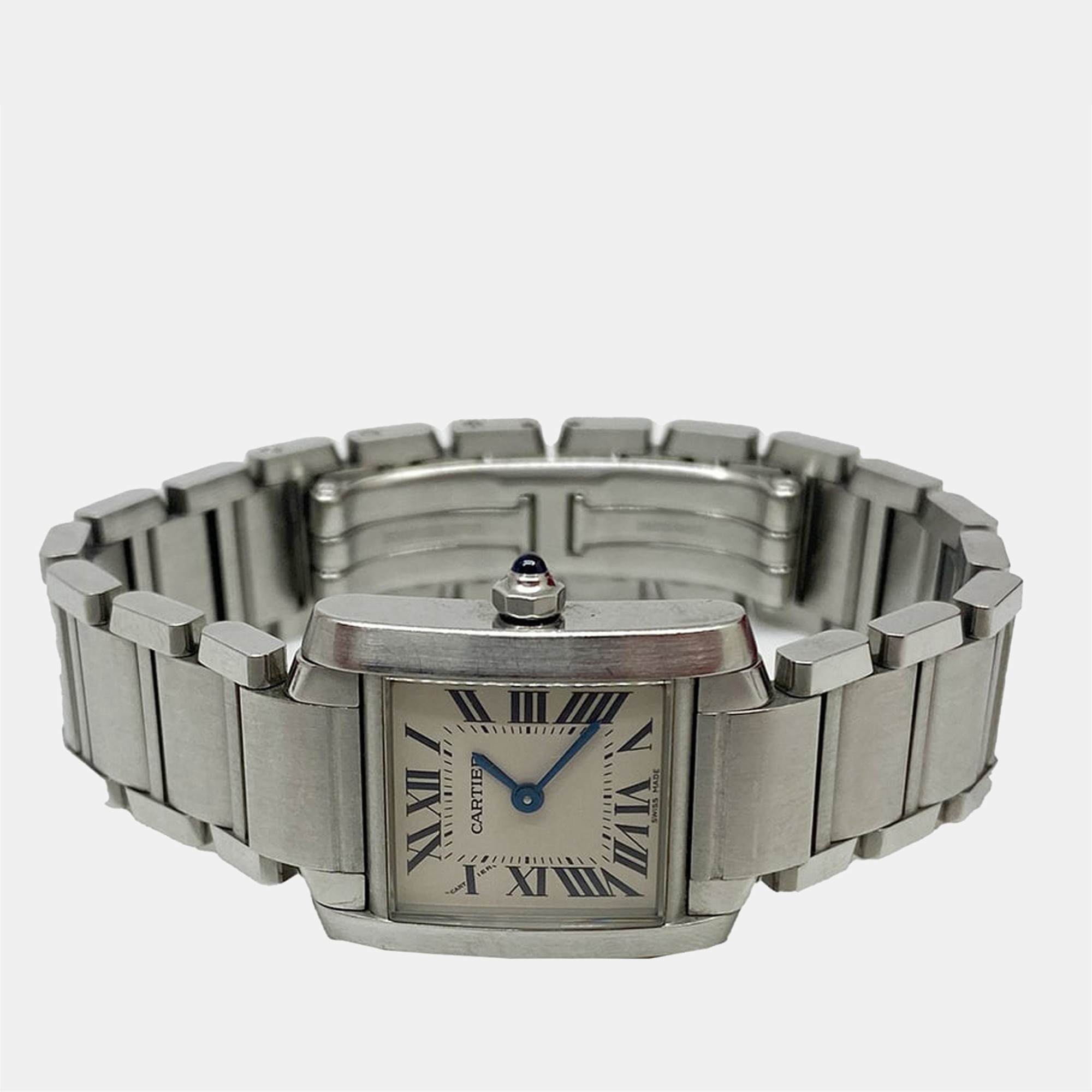 

Cartier White Stainless Steel Tank Francaise Quartz Women's Wristwatch 15 mm