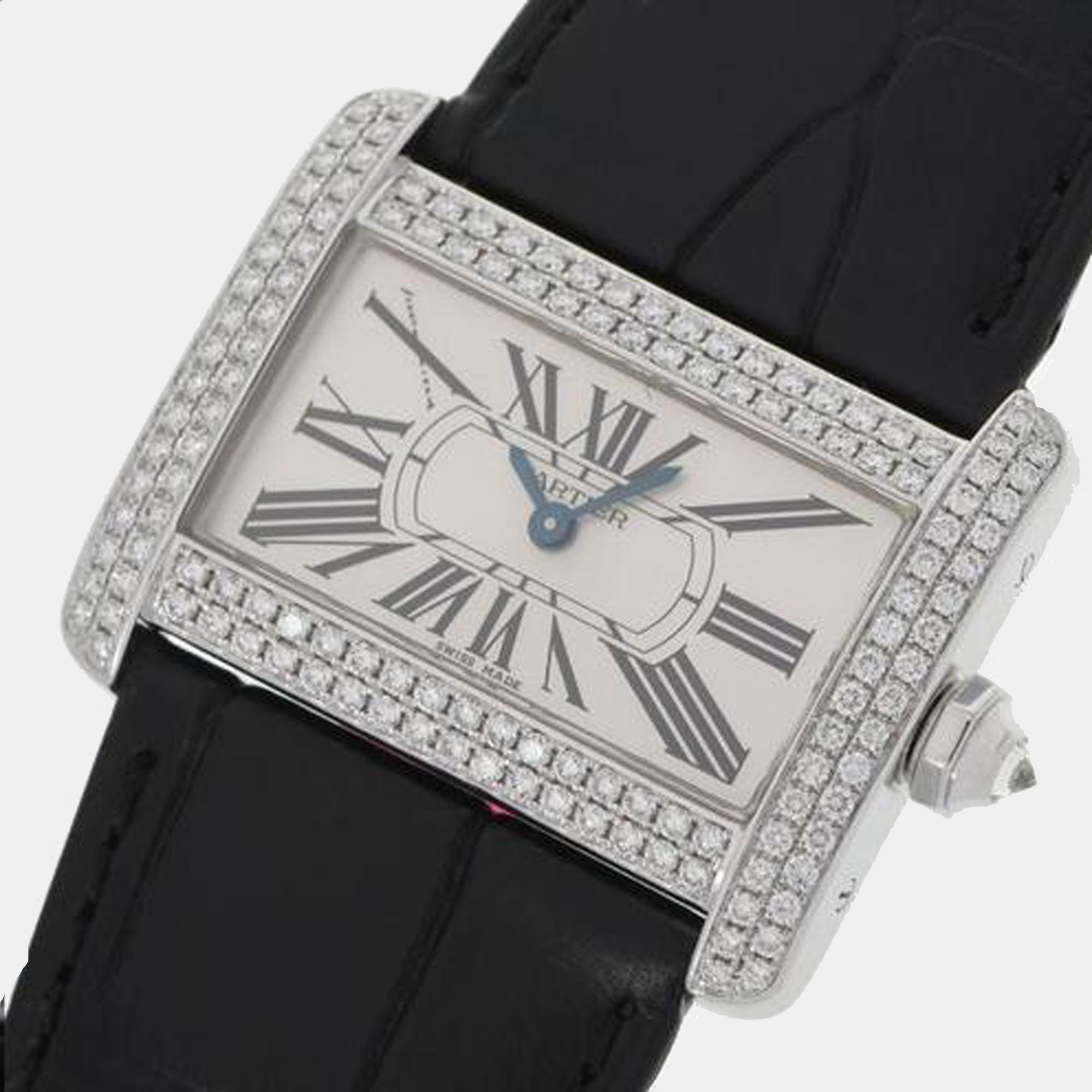 

Cartier White Diamonds 18K Yellow Gold Tank Divan 2613 Quartz Women's Wristwatch 26 mm