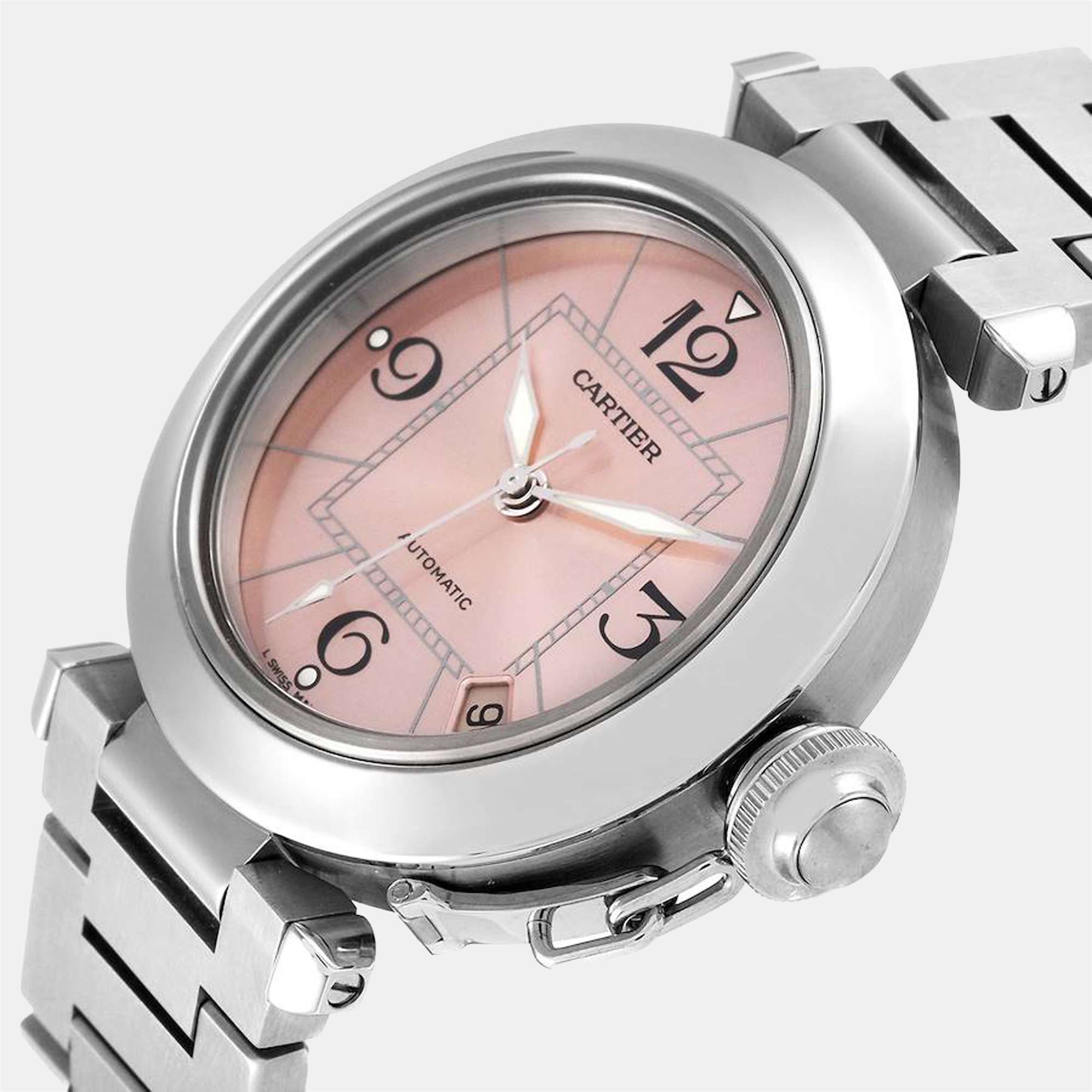 

Cartier Pink Stainless Steel Pasha C de Cartier W31075M7 Automatic Women's Wristwatch 35 mm