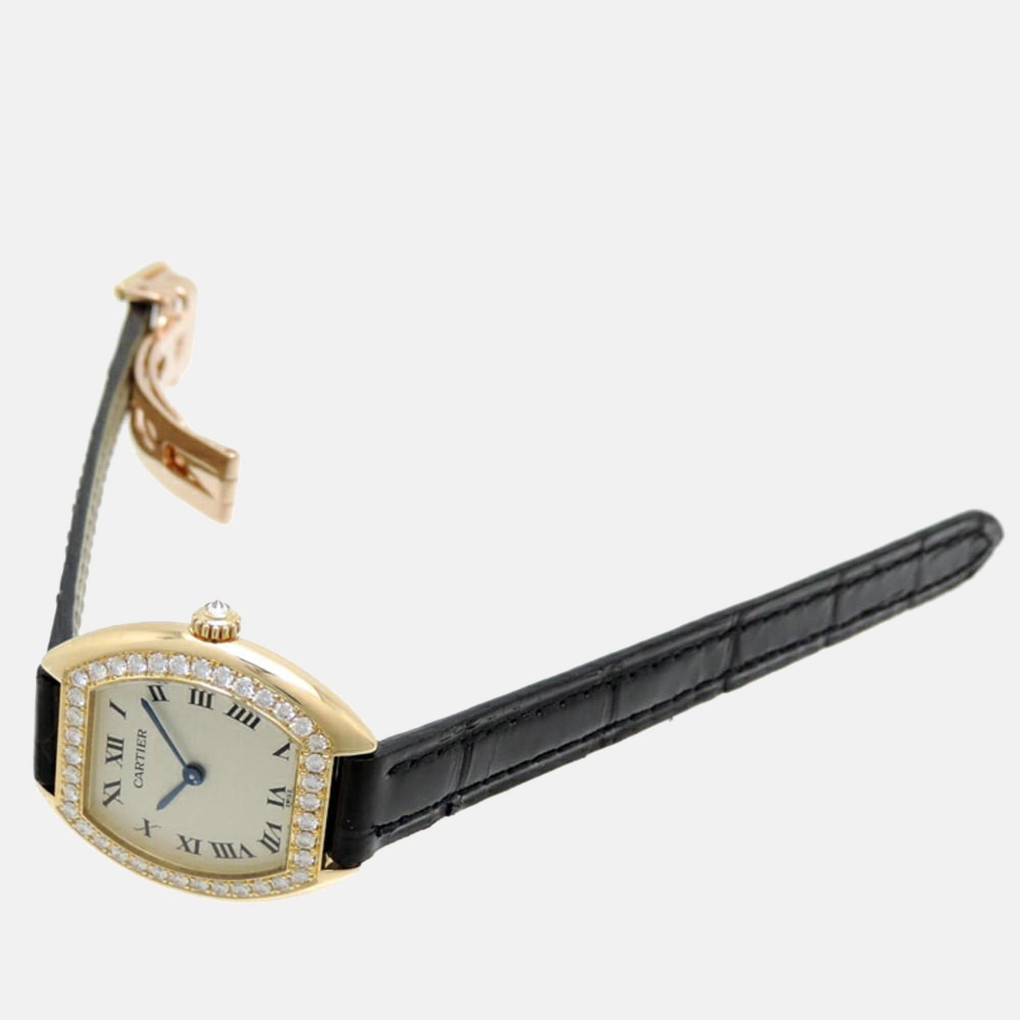 

Cartier White Diamonds Yellow Gold Tonneau WA501051 Women's Wristwatch 24 mm