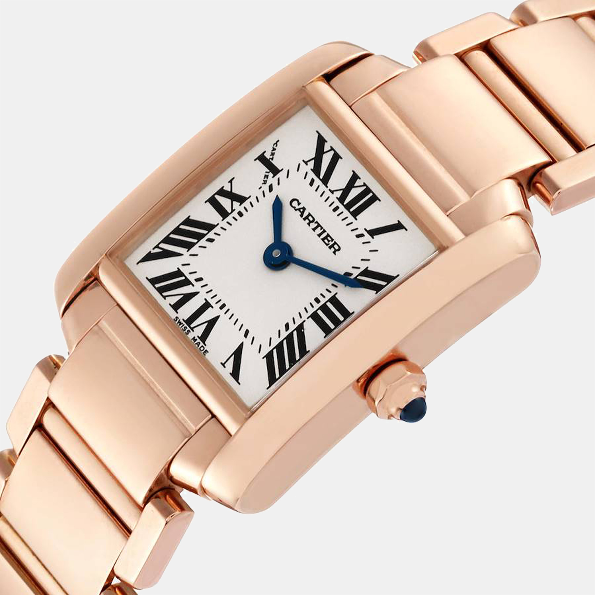 

Cartier Silver 18k Rose Gold Tank Francaise W500264H Quartz Women's Wristwatch 25 mm