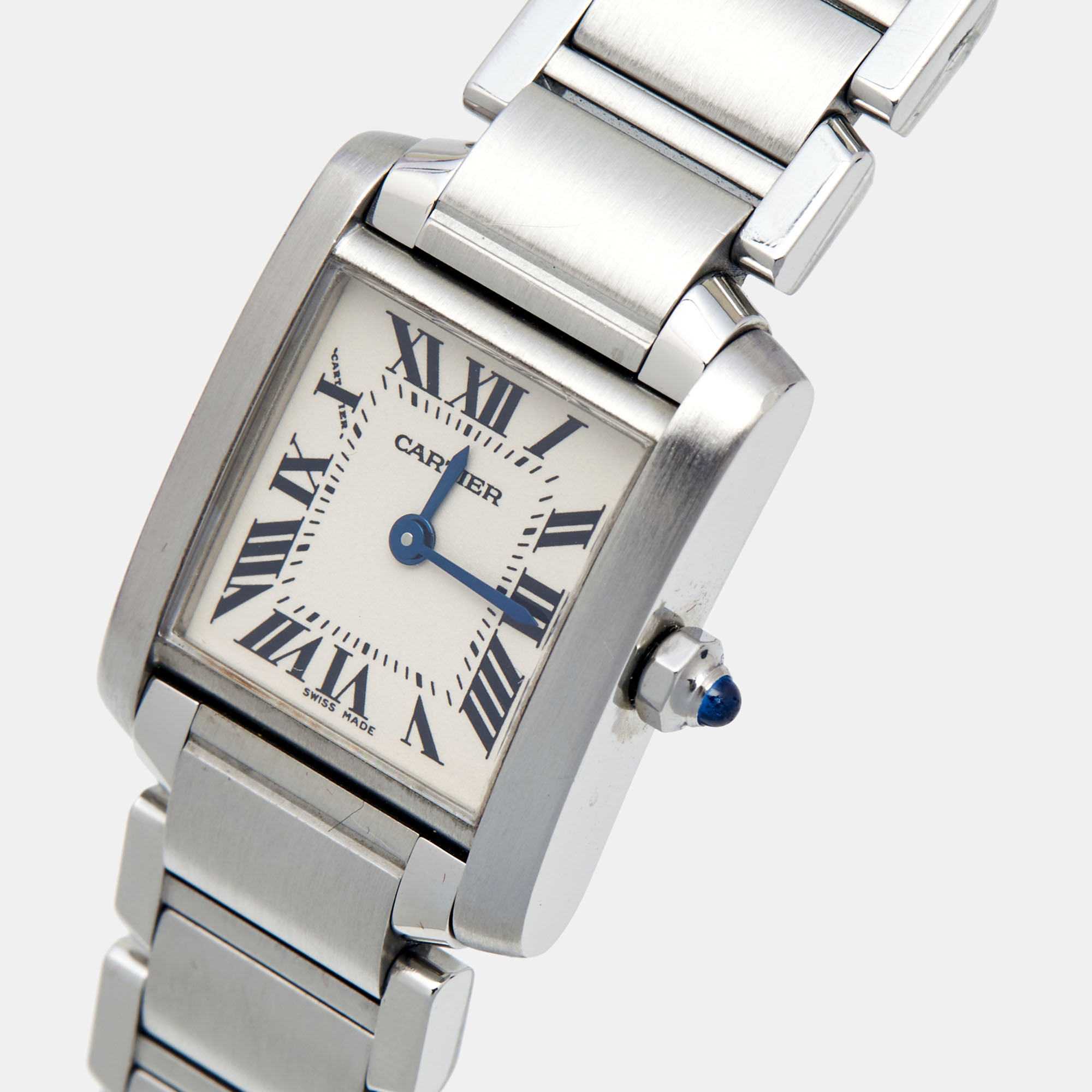 

Cartier Cream Stainless Steel Tank Française, Silver