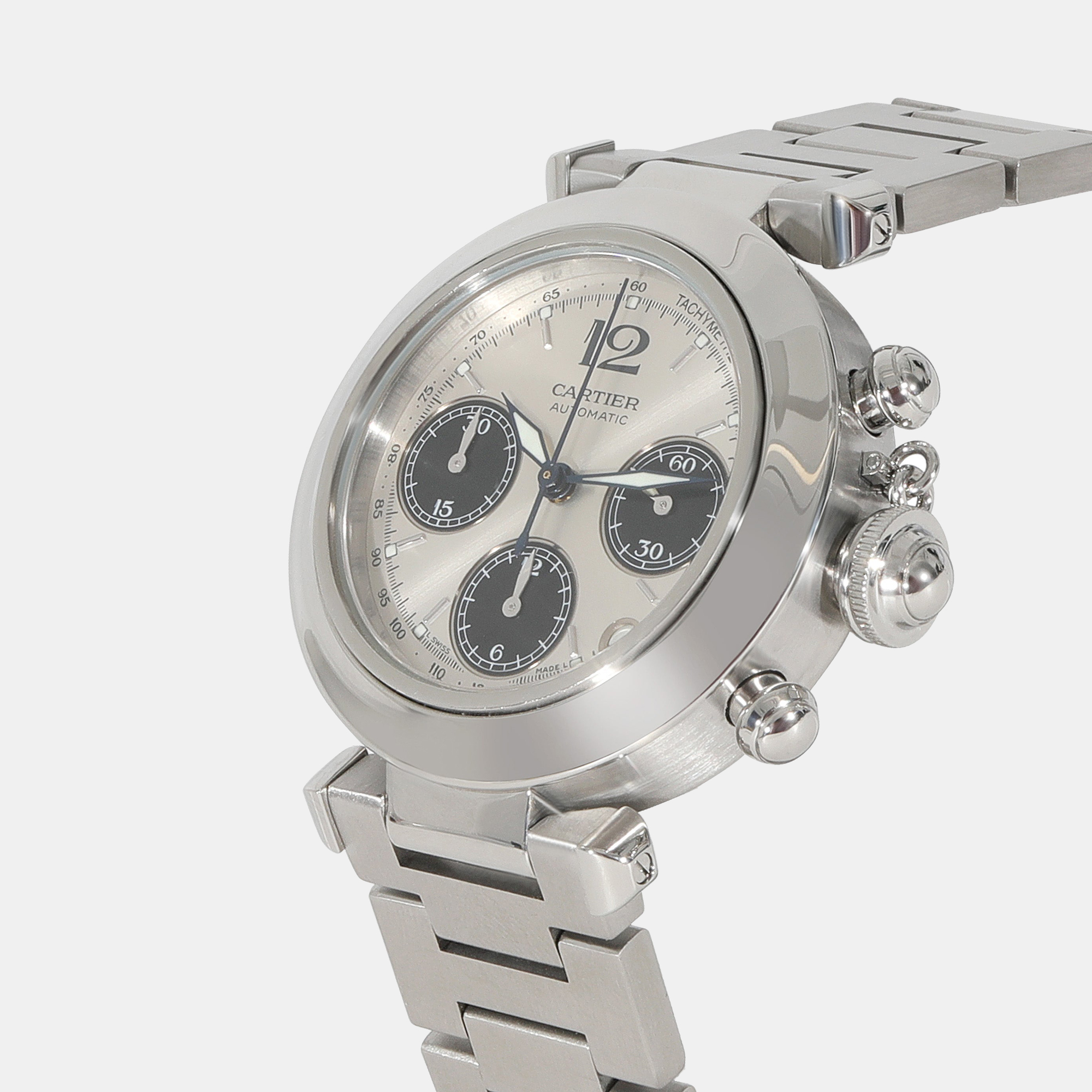 

Cartier Silver Stainless Steel Pasha C W31048M7 Women's Wristwatch  mm
