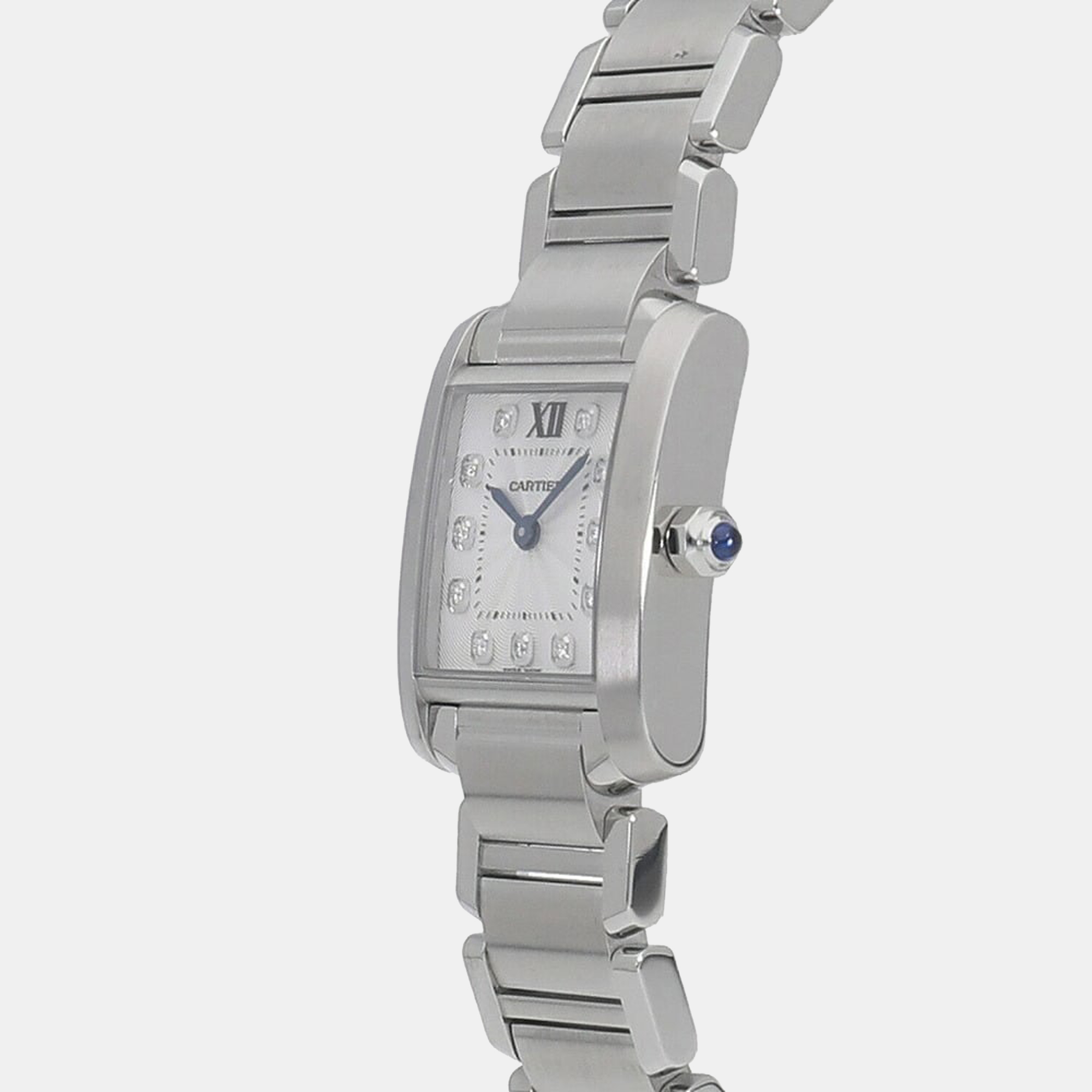 

Cartier Silver Diamonds Stainless Steel Tank Francaise WE110006 Quartz Women's Wristwatch 25 mm