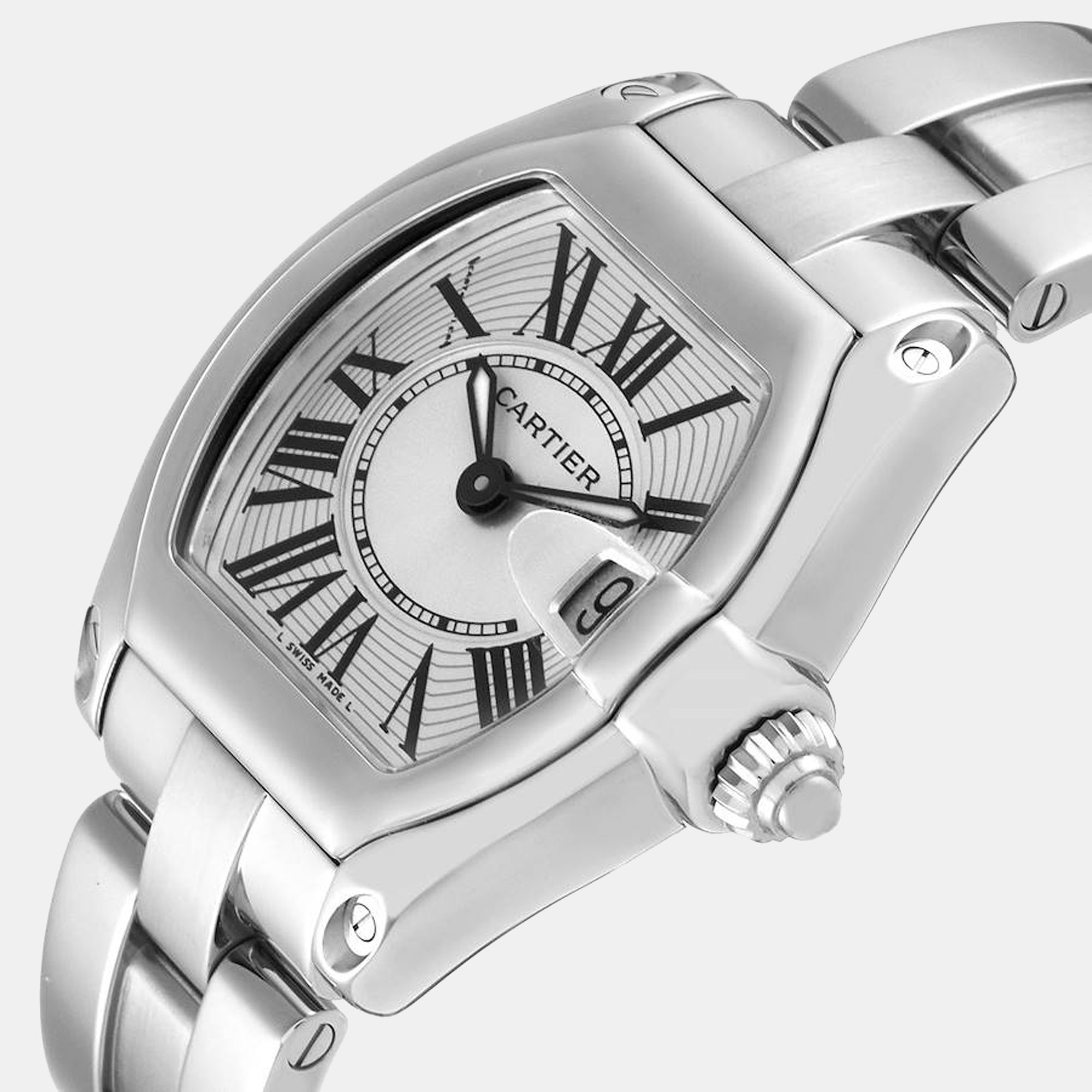 

Cartier Silver Stainless Steel Roadster W62016V3 Women's Wristwatch 30 mm