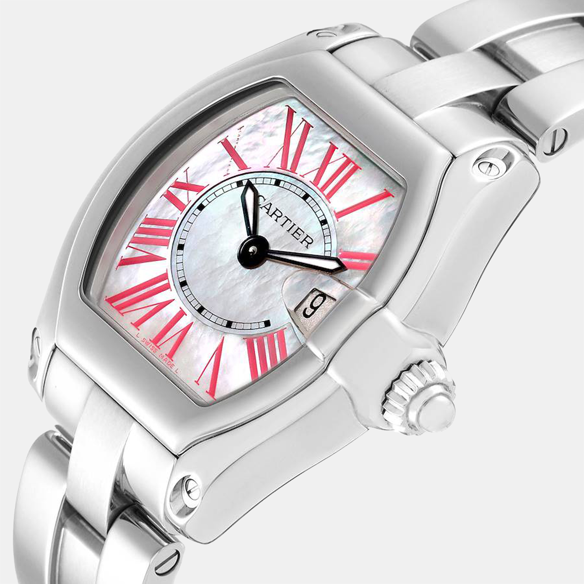 

Cartier MOP Stainless Steel Roadster W6206006 Women's Wristwatch 30 mm, White