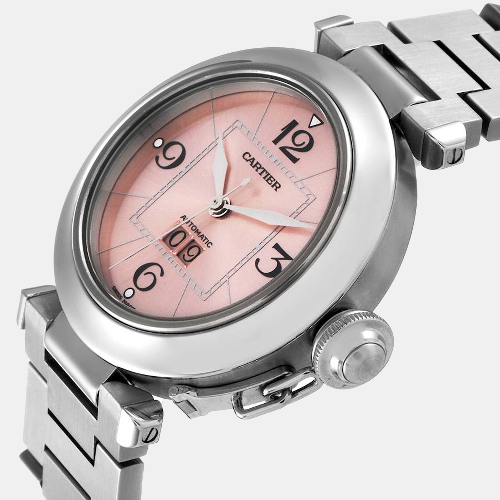 

Cartier Pink Stainless Steel Pasha C W31058M7 Automatic Women's Wristwatch 35 mm