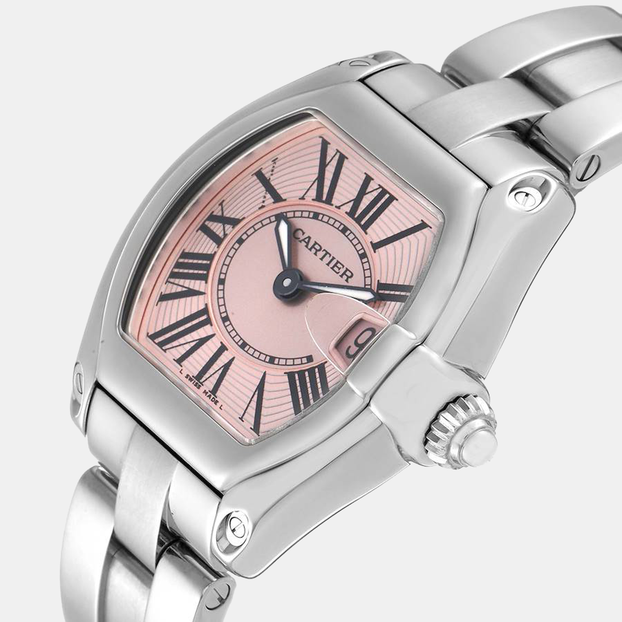 

Cartier Pink Stainless Steel Roadster W62017V3 Women's Wristwatch 36 mm