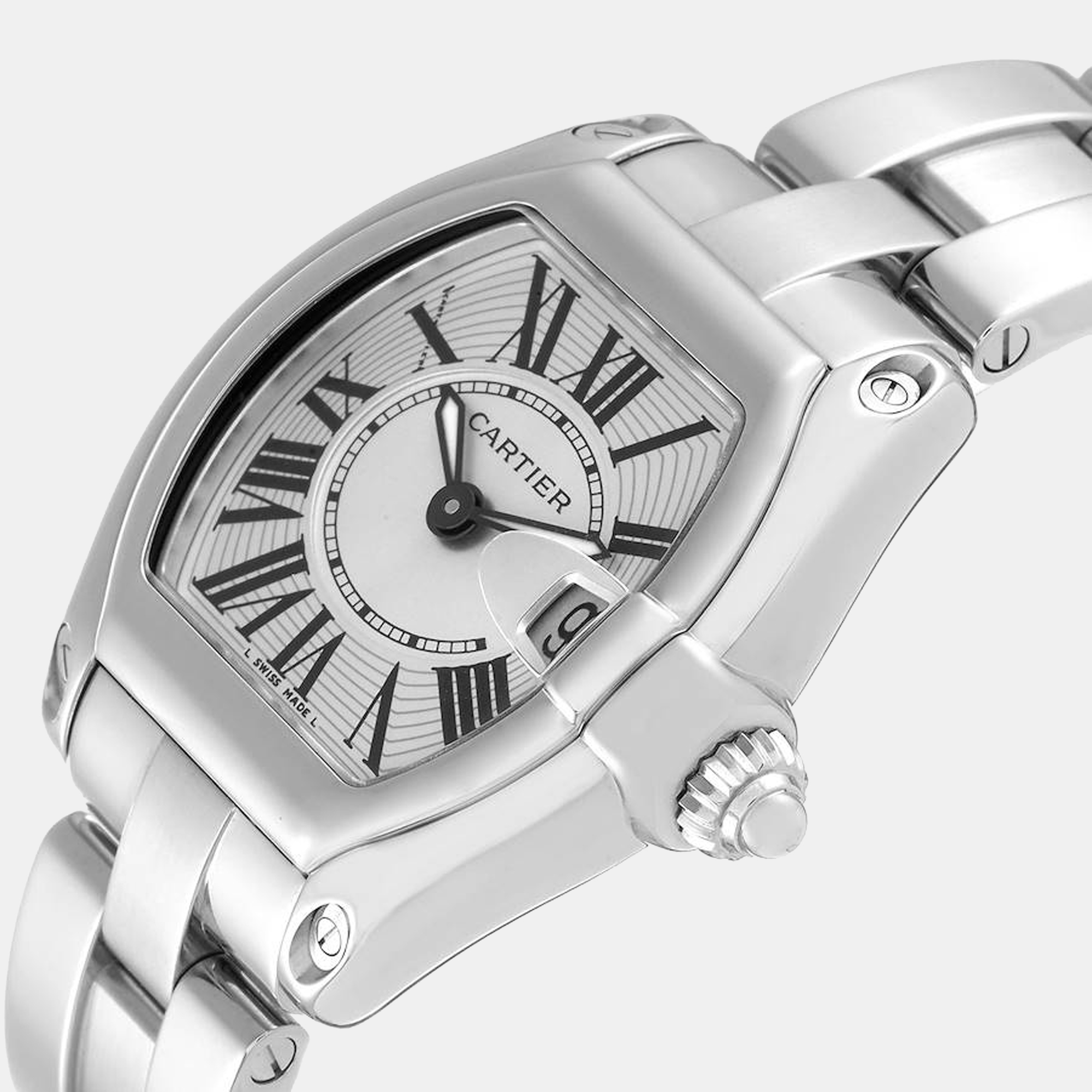 

Cartier Silver Stainless Steel Roadster W62016V3 Women's Wristwatch 30 mm