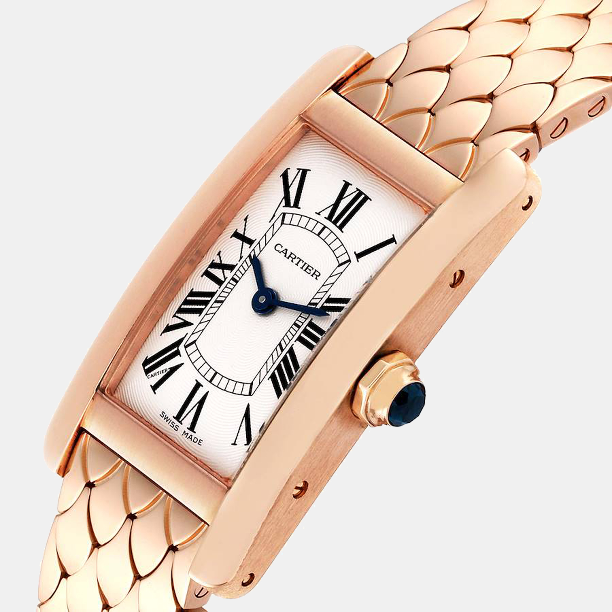 

Cartier Silver 18K Rose Gold Tank Americaine W2620031 Women's Wristwatch 20 mm